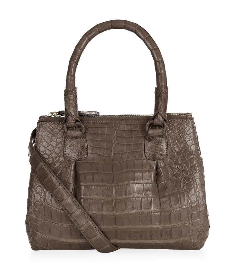 Nancy gonzalez Mini Double Zip Crocodile Handbag in Brown | Lyst