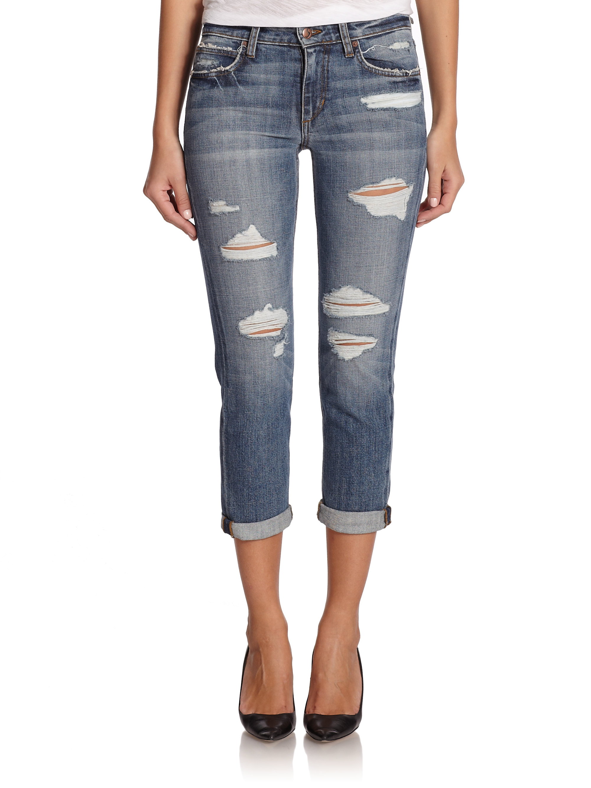 women's distressed boyfriend jeans