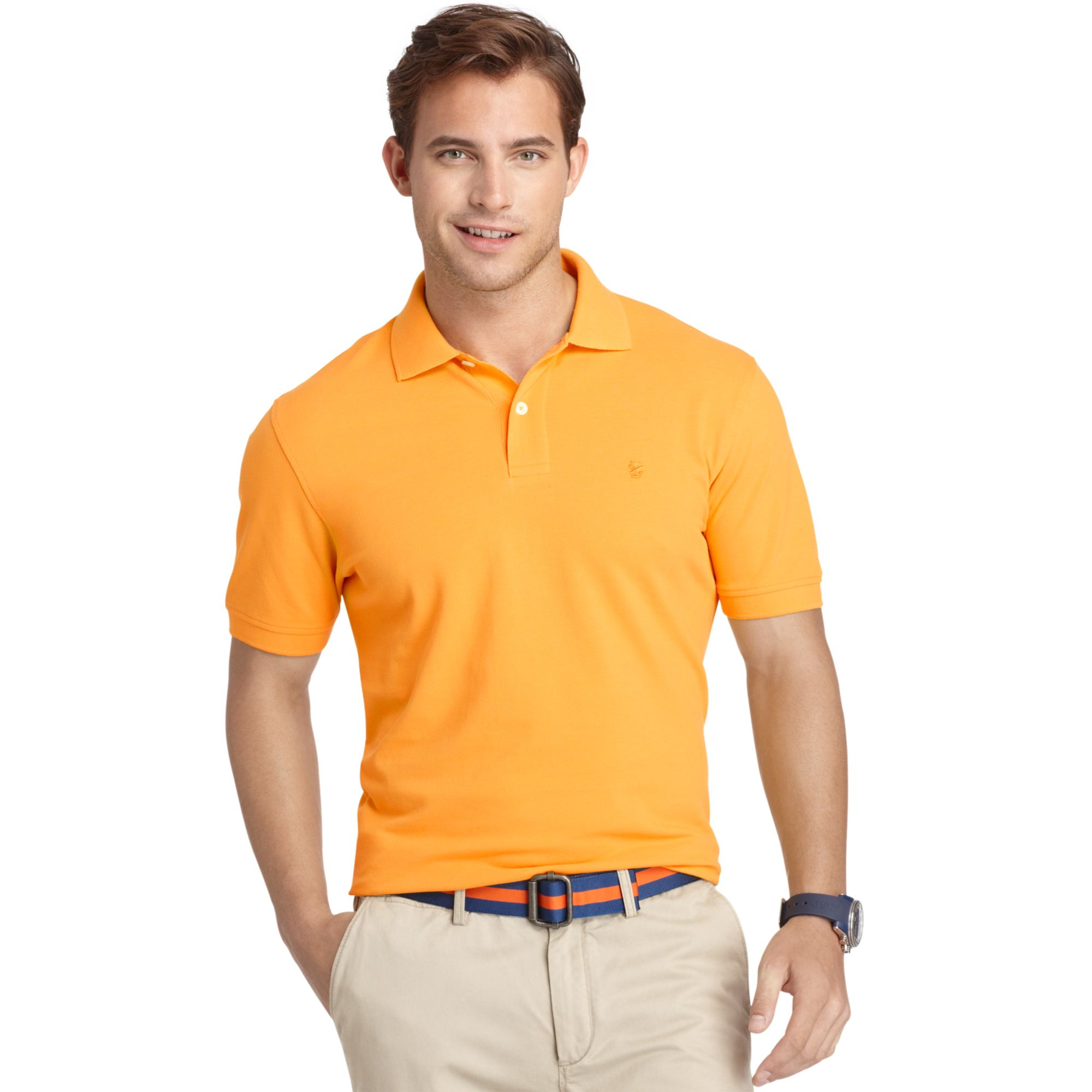 Izod Shirt Premium Pique Polo Shirt in Yellow for Men (Old Gold) | Lyst
