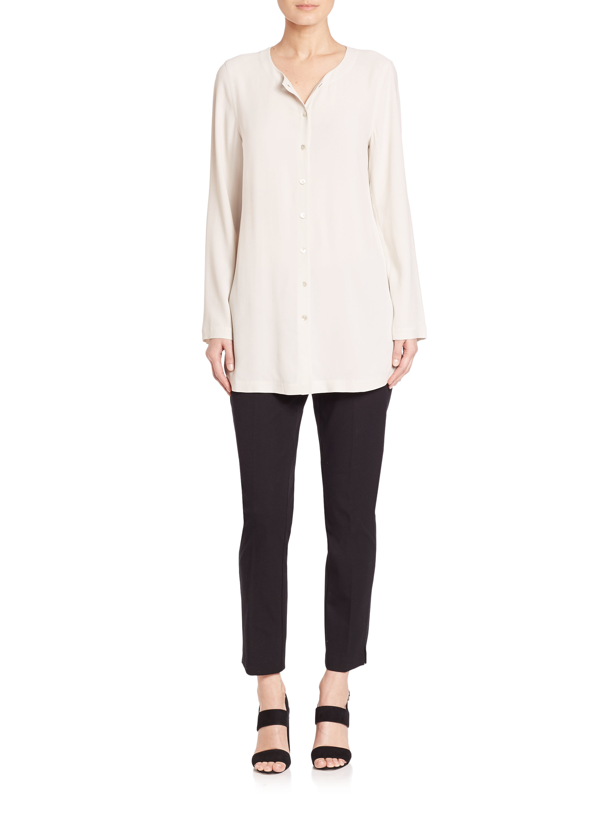 eileen fisher white silk blouse