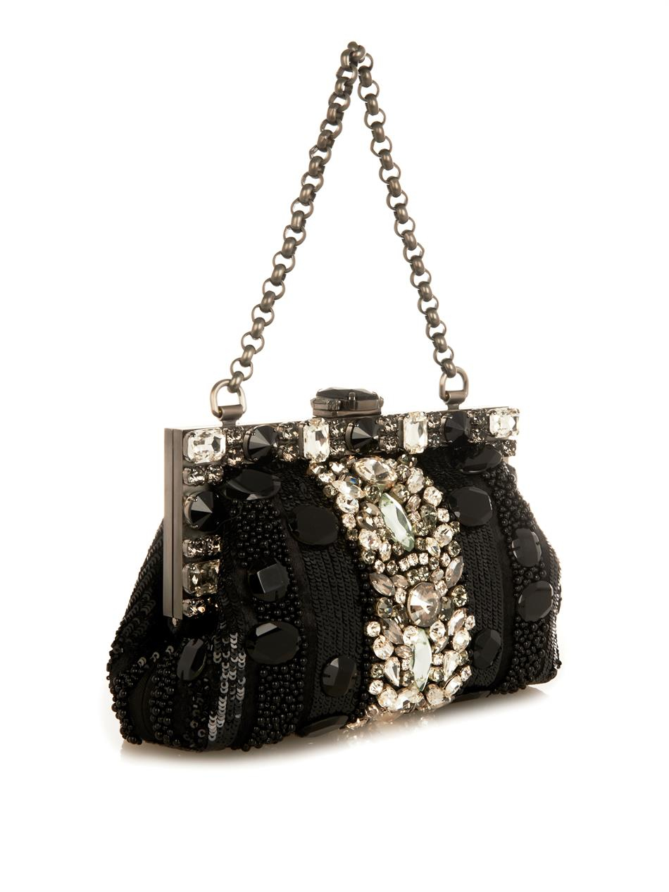 Lyst - Dolce & gabbana Vanda Crystal-embellished Clutch in Black