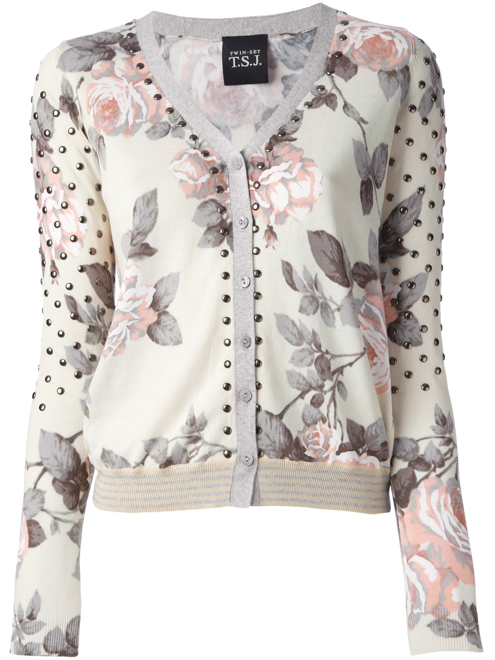 Twin set Floral Print Cardigan in White | Lyst