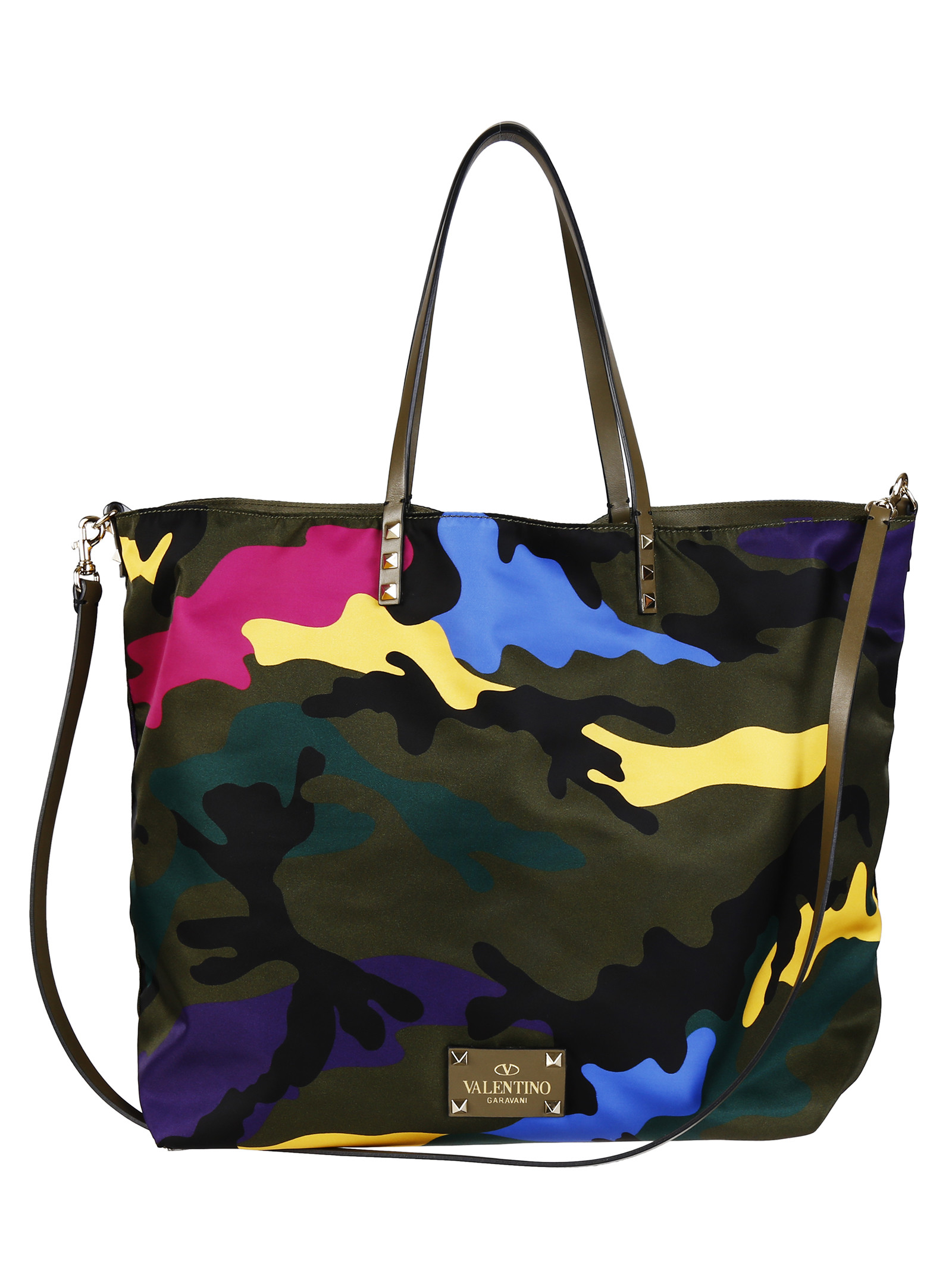 Valentino Garavani Medium Shopping Bag Rockstud Camouflage Multicolor