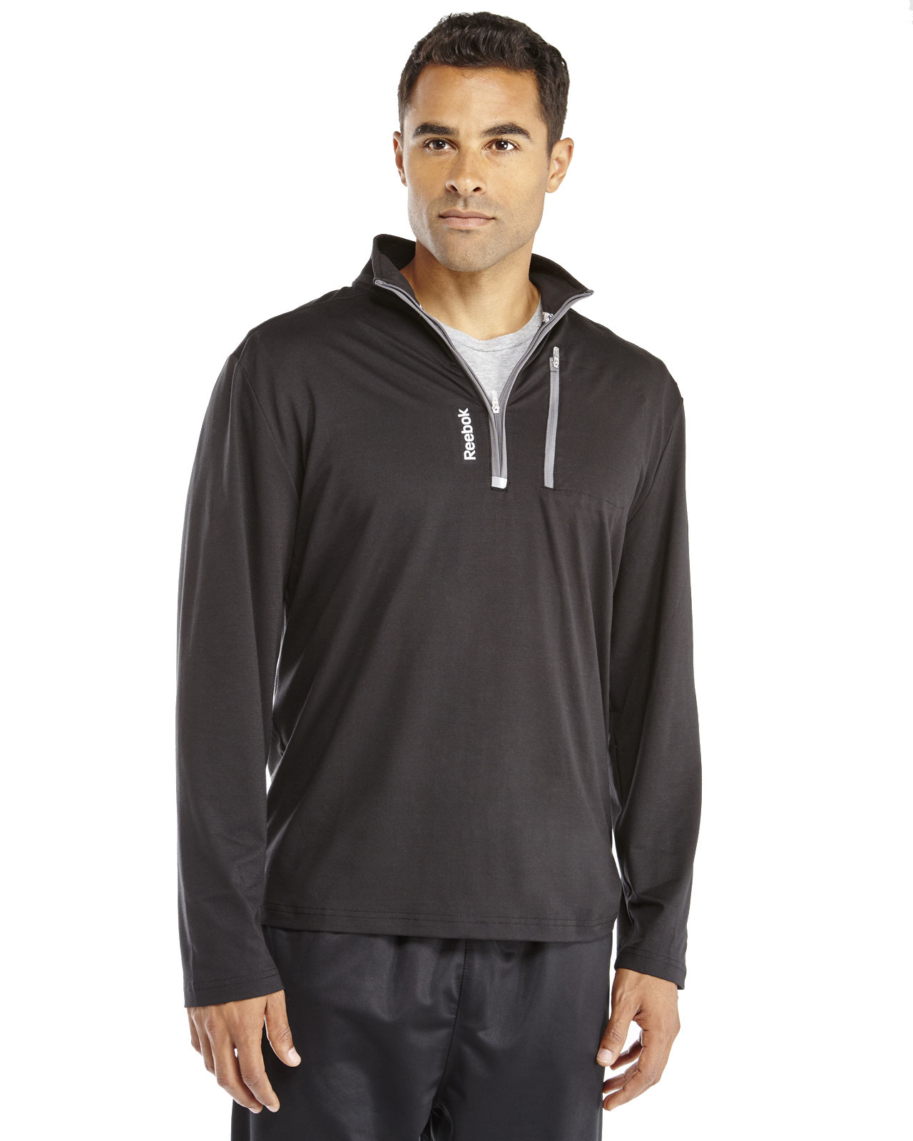 Download Lyst - Reebok Quarter Zip Mock Neck Shirt in Black for Men