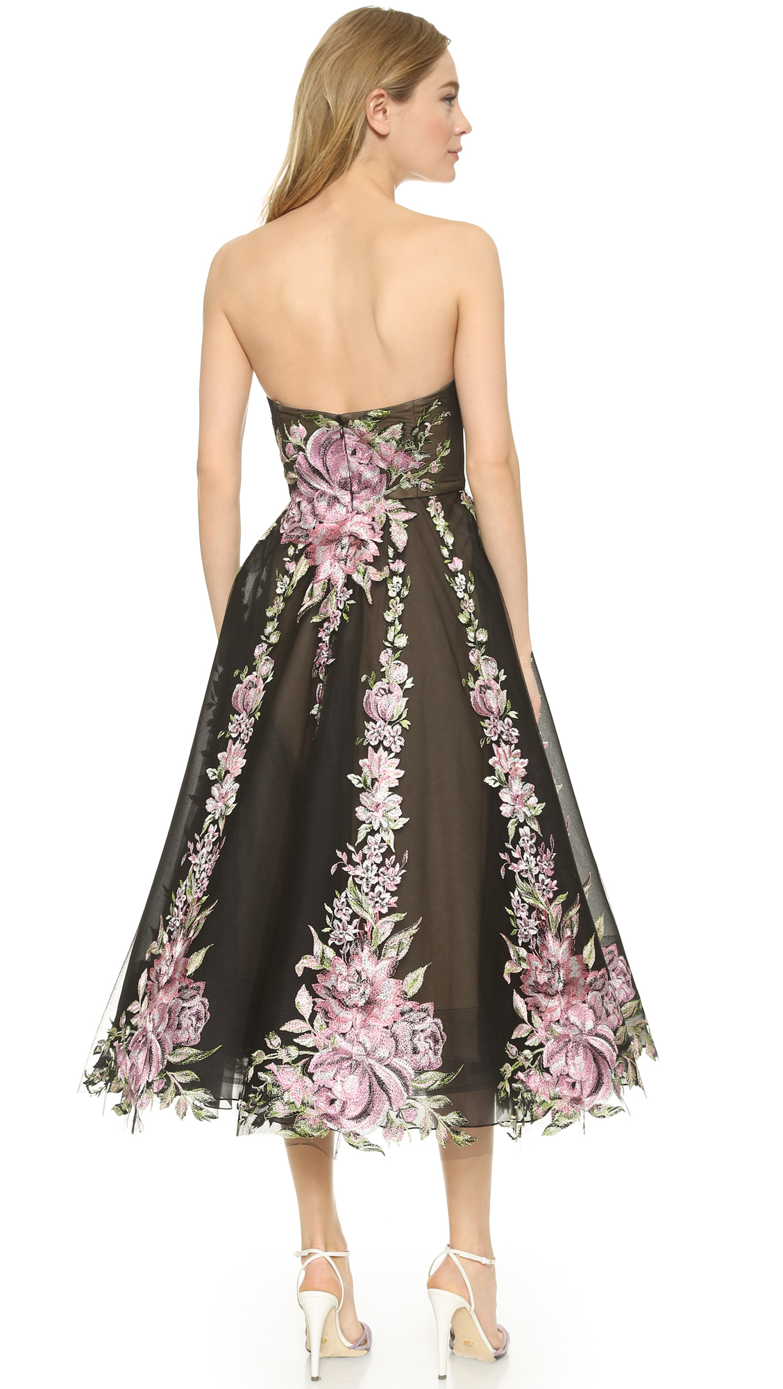 Marchesa Tulle Cocktail Dress With Full Skirt - Black in ...