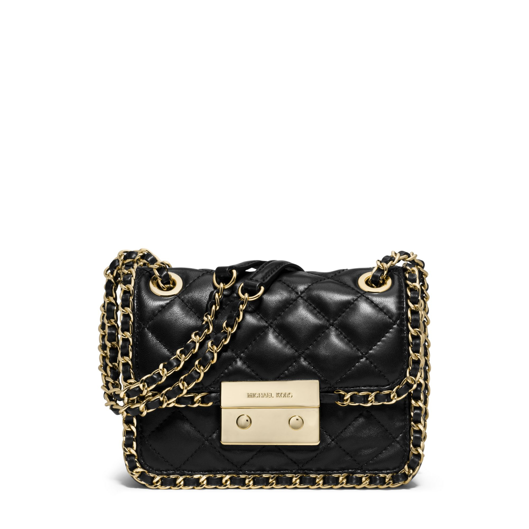 Lyst Michael Kors Carine Medium Quilted Leather Shoulder Bag In Black