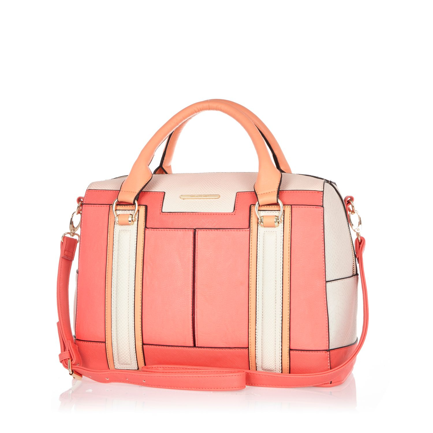 River Island Pink Color Block Bowler Bag In Lyst Gallery