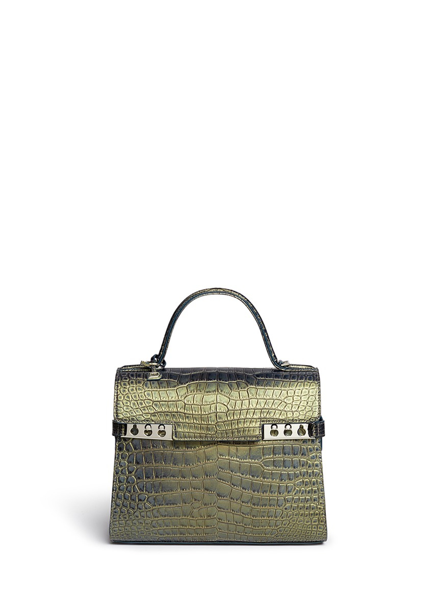 Delvaux \u0026#39;le Tempte Mm\u0026#39; Crocodile Leather Bag in Blue (Blue ...