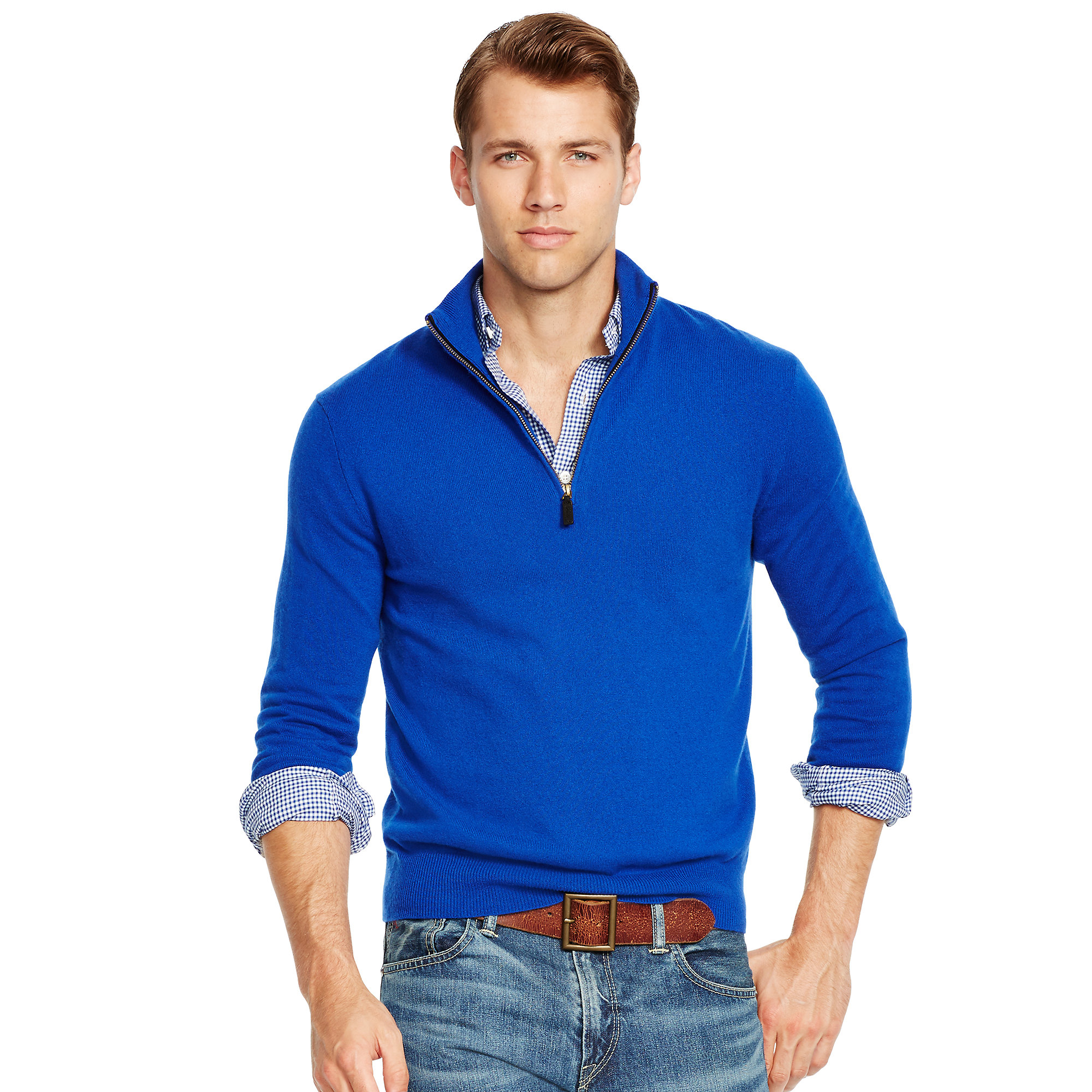 Polo Ralph Lauren Cashmere Half-zip Sweater in Blue for Men - Lyst