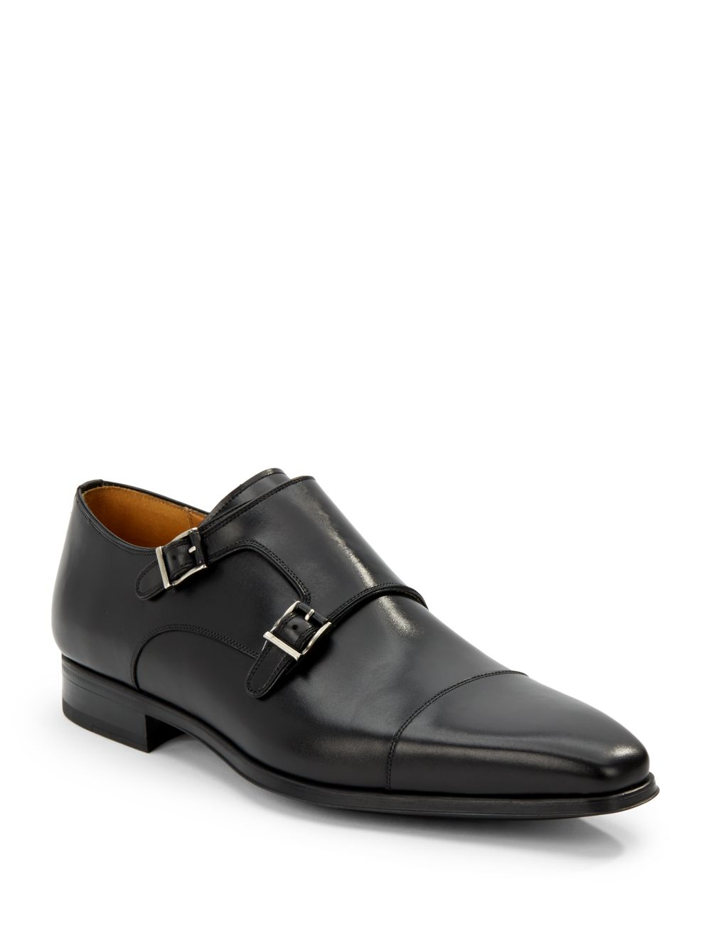 Magnanni Double Monk Strap Leather Shoes in Black for Men | Lyst