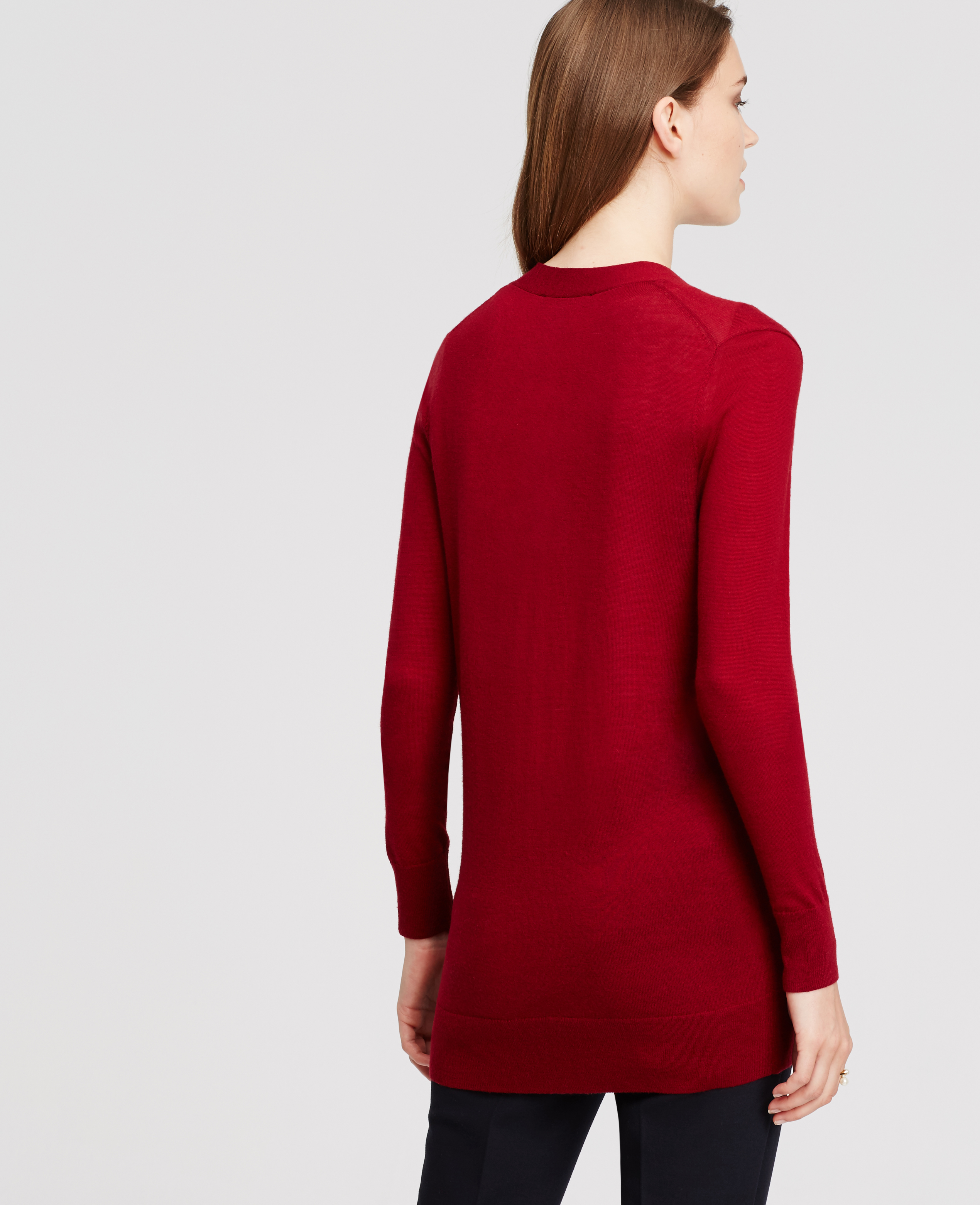 Ann taylor Merino Wool Boyfriend Cardigan in Red Lyst