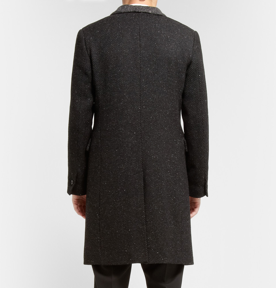 Lyst - Ann Demeulemeester Woven Wool-Blend Shawl-Collar Overcoat in ...