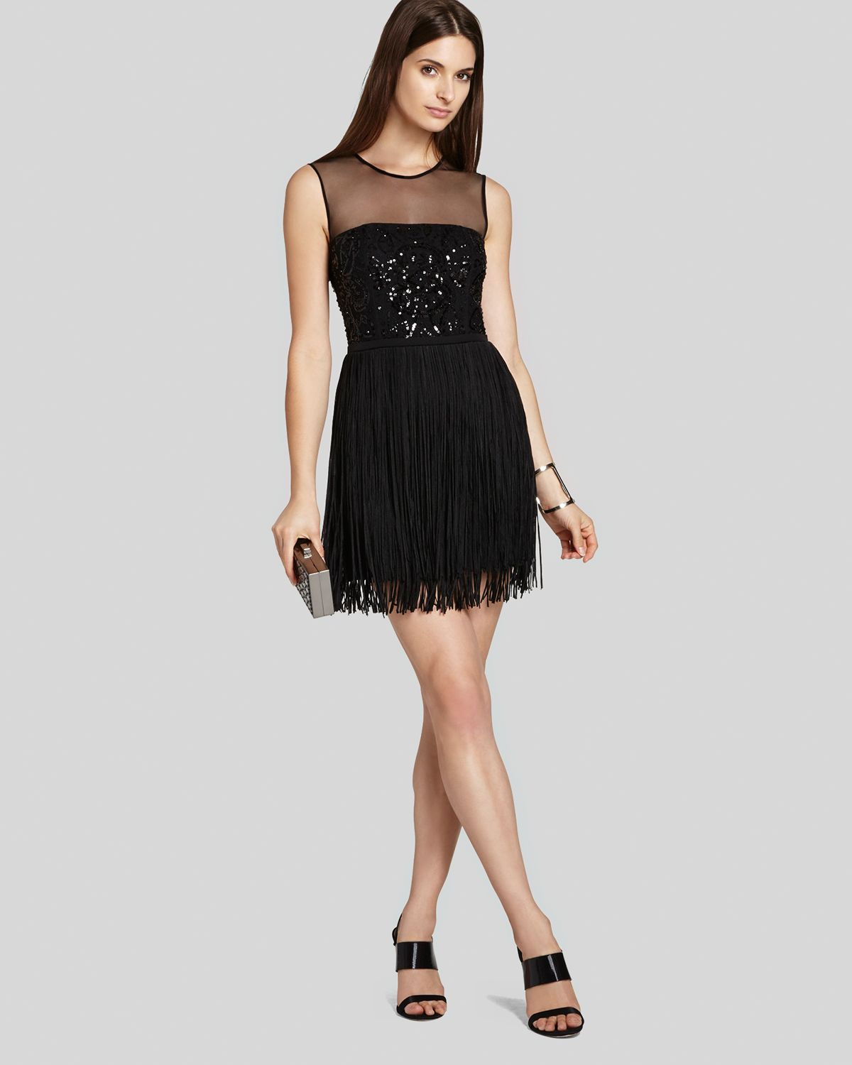 Lyst Bcbgmaxazria Bcbg Max Azria Dress Melly Sleeveless Fringe Gallery