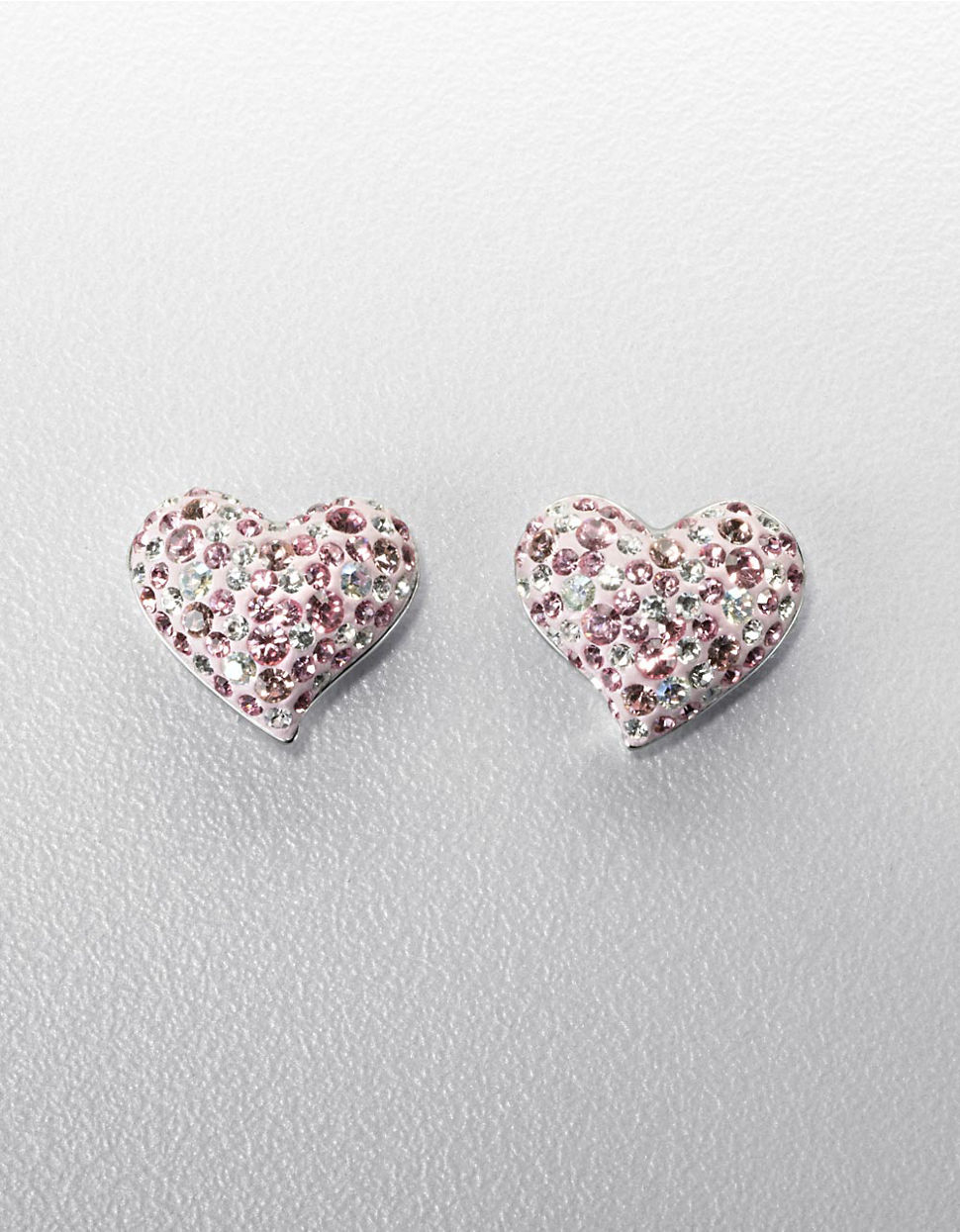Lyst Swarovski Crystal Heart Stud Earrings In Pink Gallery