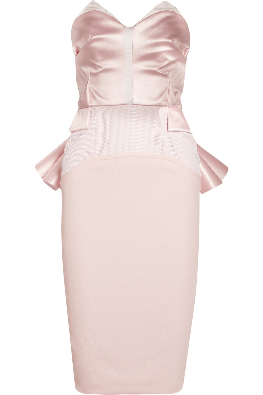 Lyst - Prabal Gurung Satin, Mesh And Crepe Dress in Pink