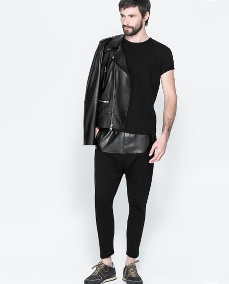Zara Baggy Faux Leather Trousers in Black for Men | Lyst