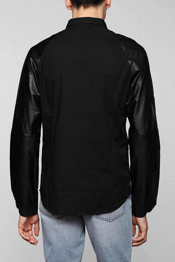 leather button down shirt mens