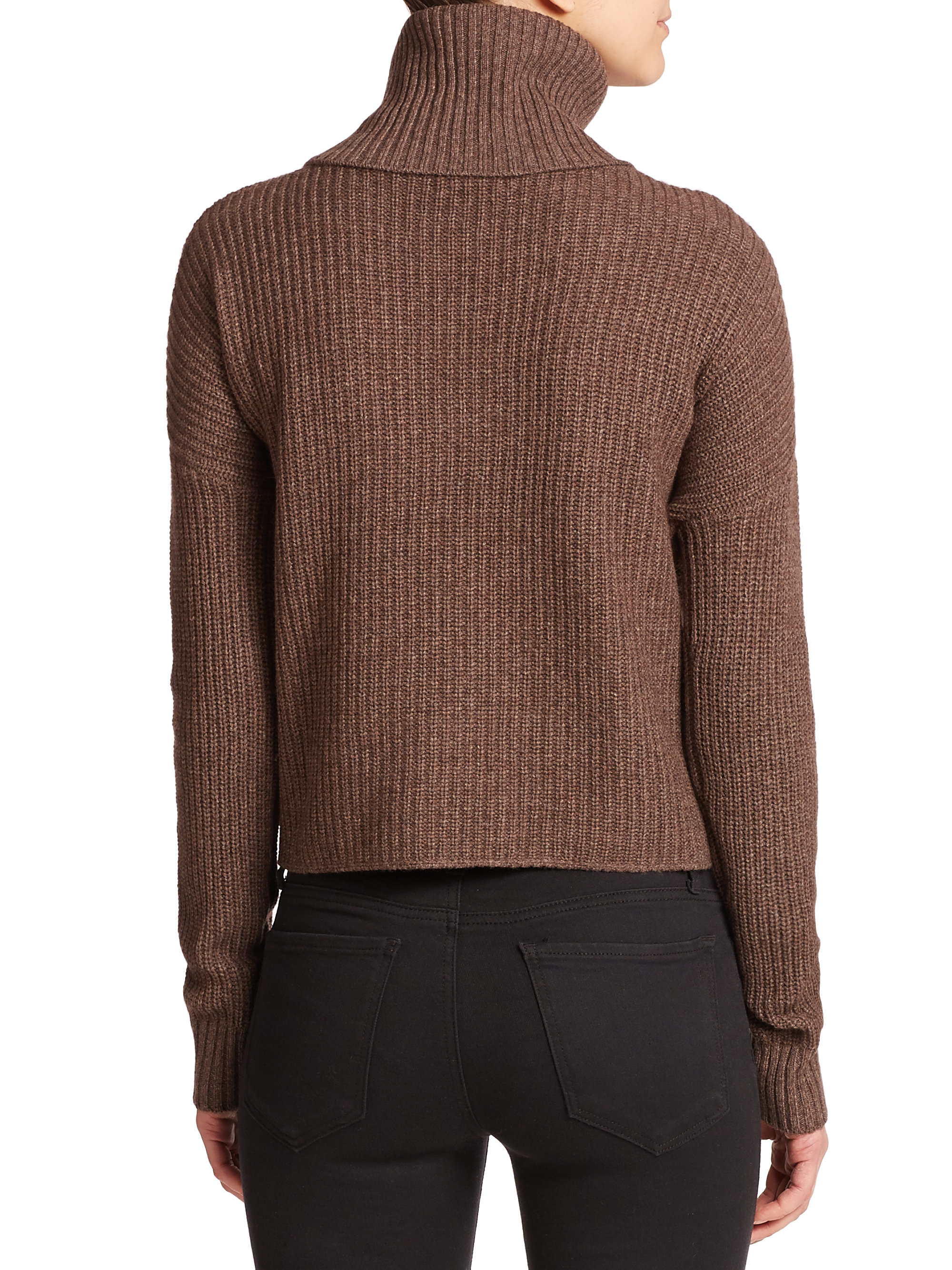 Joie Emette Ribbed Wool & Cashmere Turtleneck in Brown | Lyst