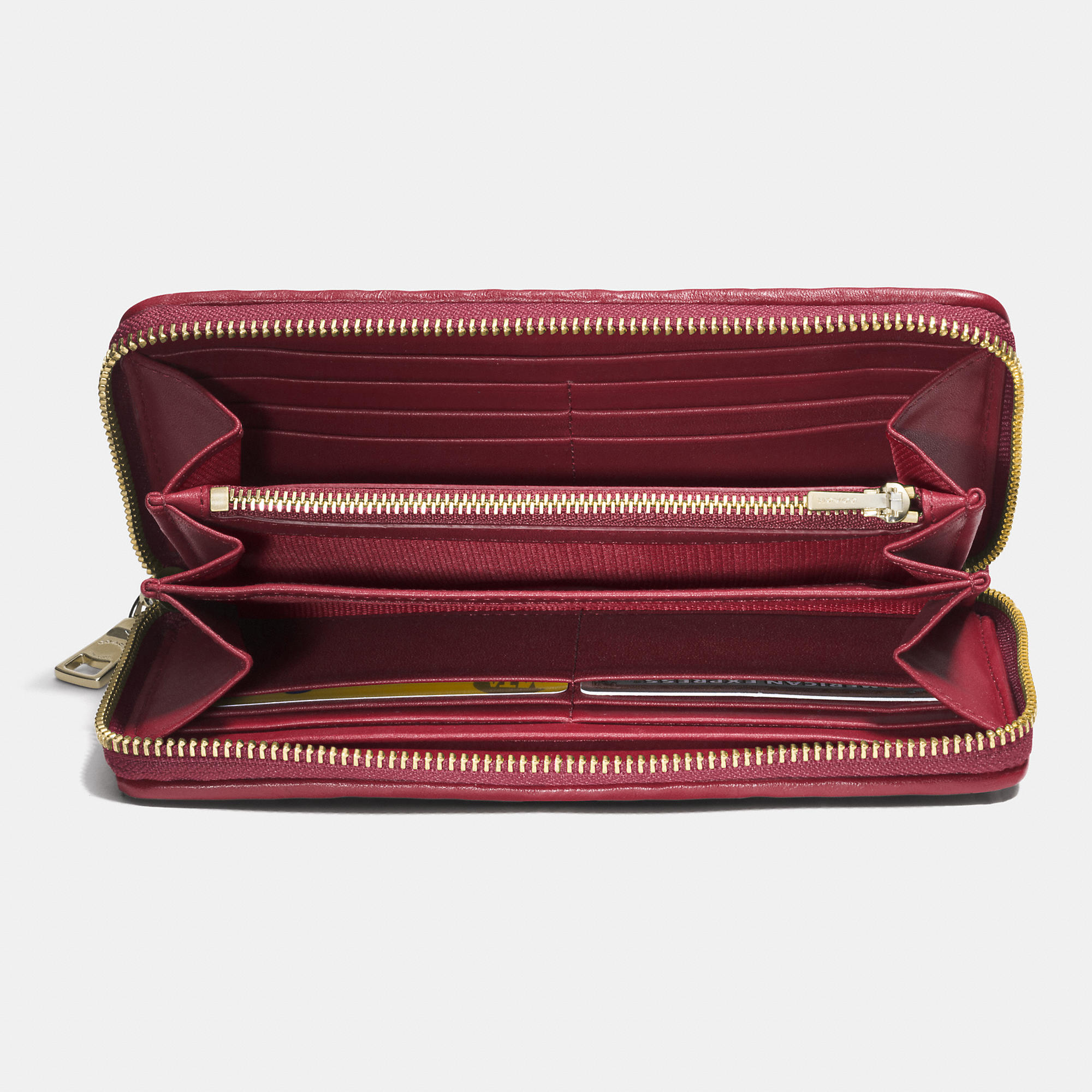 COACH Accordion Zip Wallet In Gathered Leather in Red - Lyst