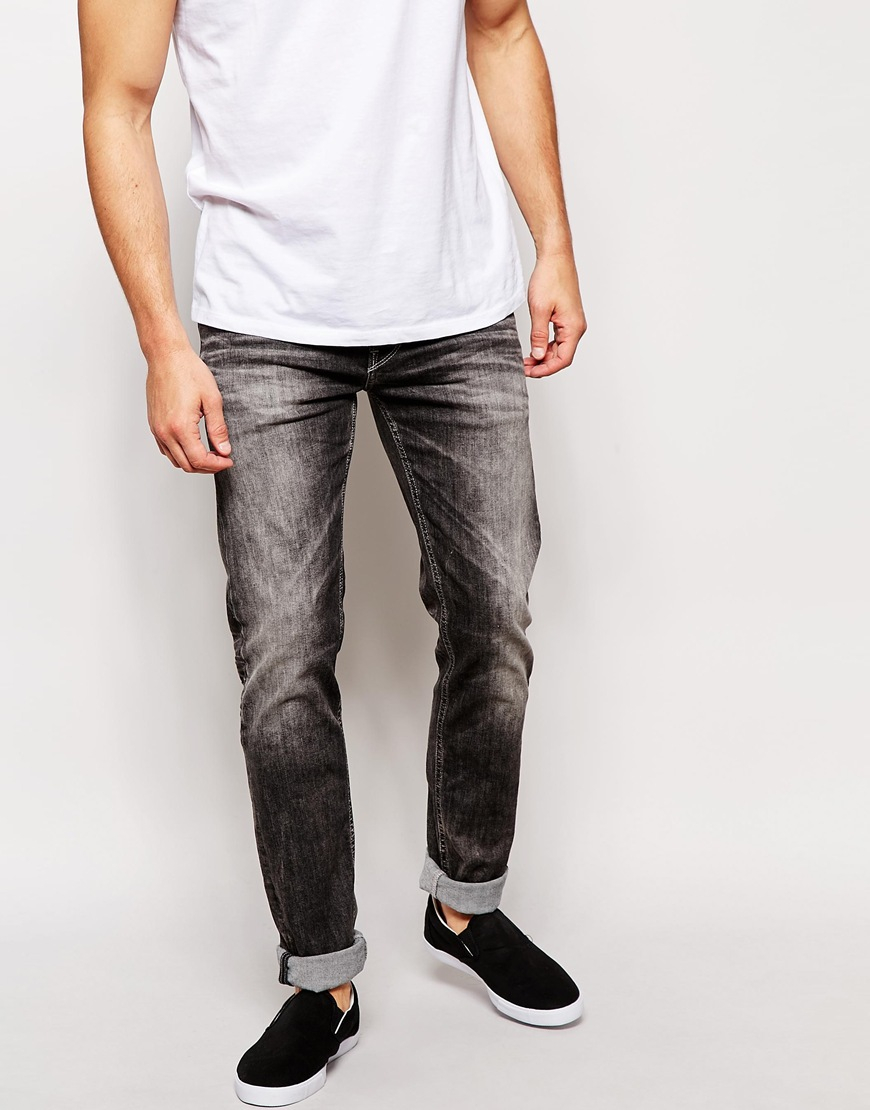 Pepe jeans Hatch Slim Tapered Fit Soot Black Acid Wash in Gray for Men ...