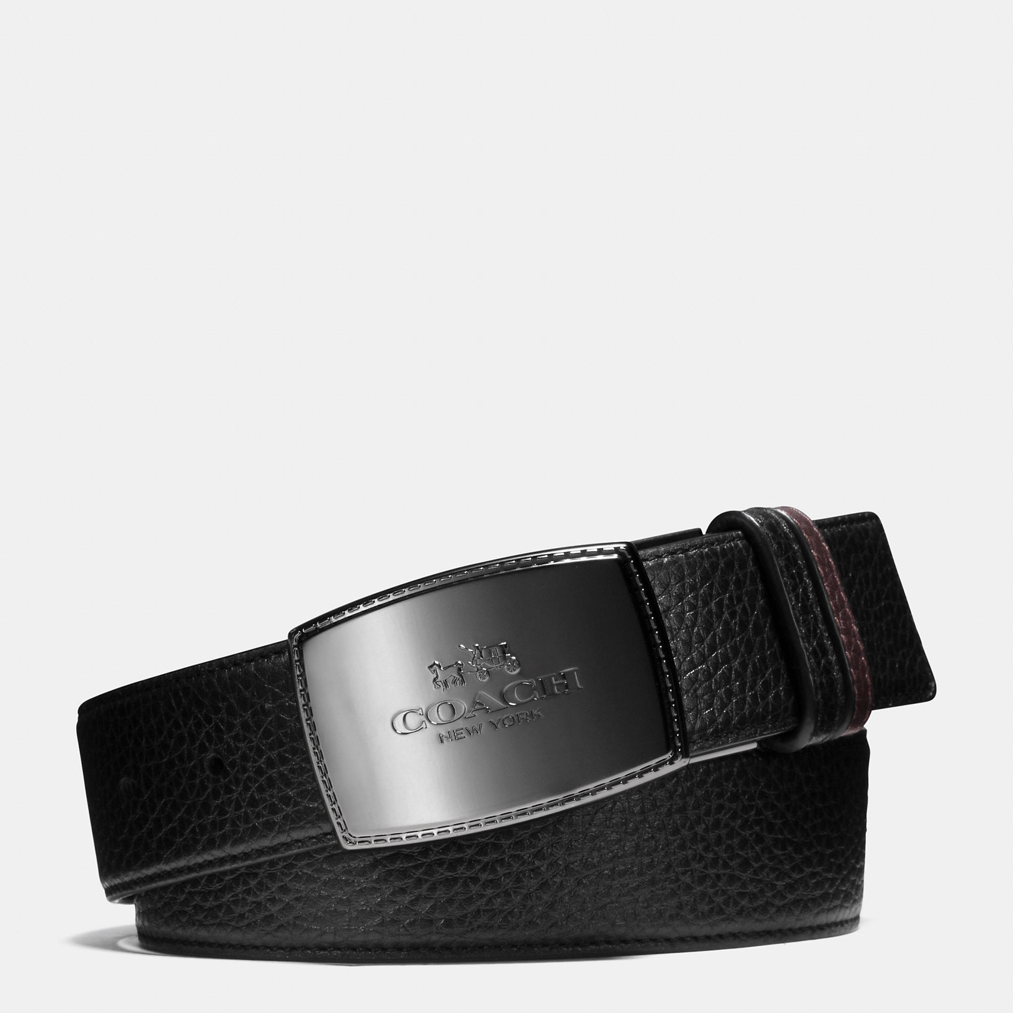 Coach Wide Stitched Plaque Cut-to-size Reversible Leather Belt in Black for Men | Lyst