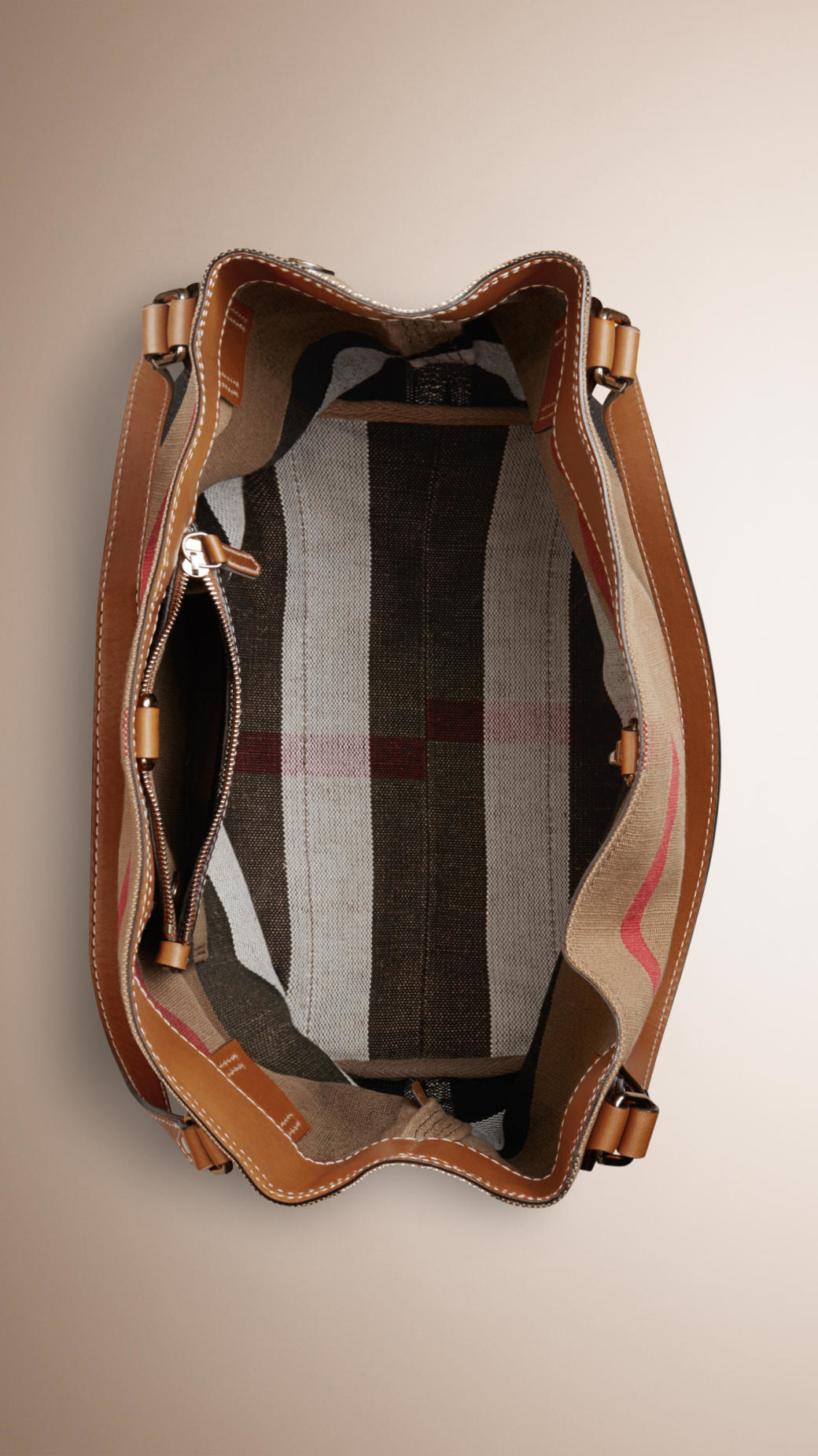 Burberry Medium Canvas Check Tote Bag in Brown (saddle brown) | Lyst