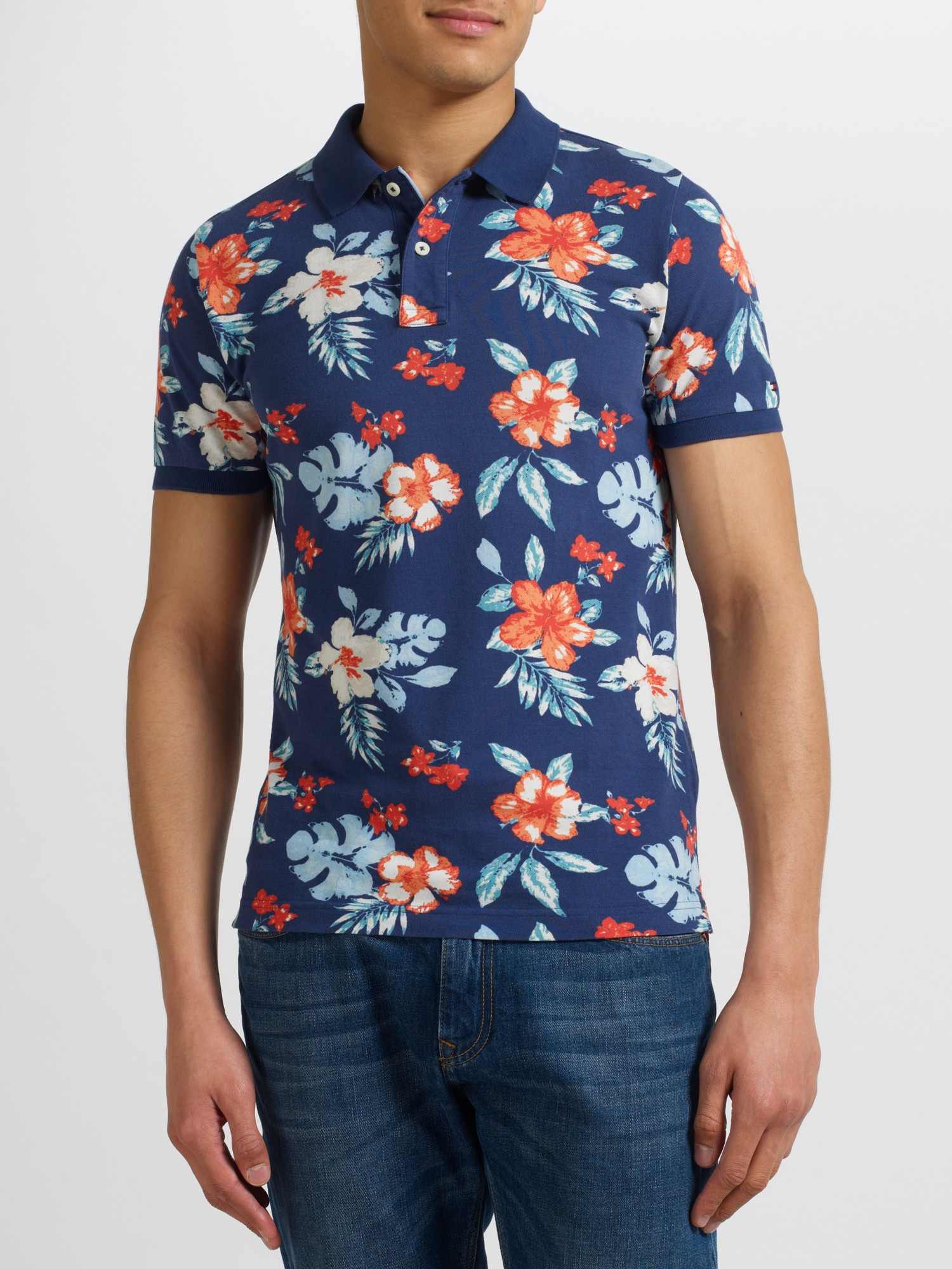 Tommy Hilfiger Reese Tropical Flower Polo Shirt in Sapphire (Blue) for ...