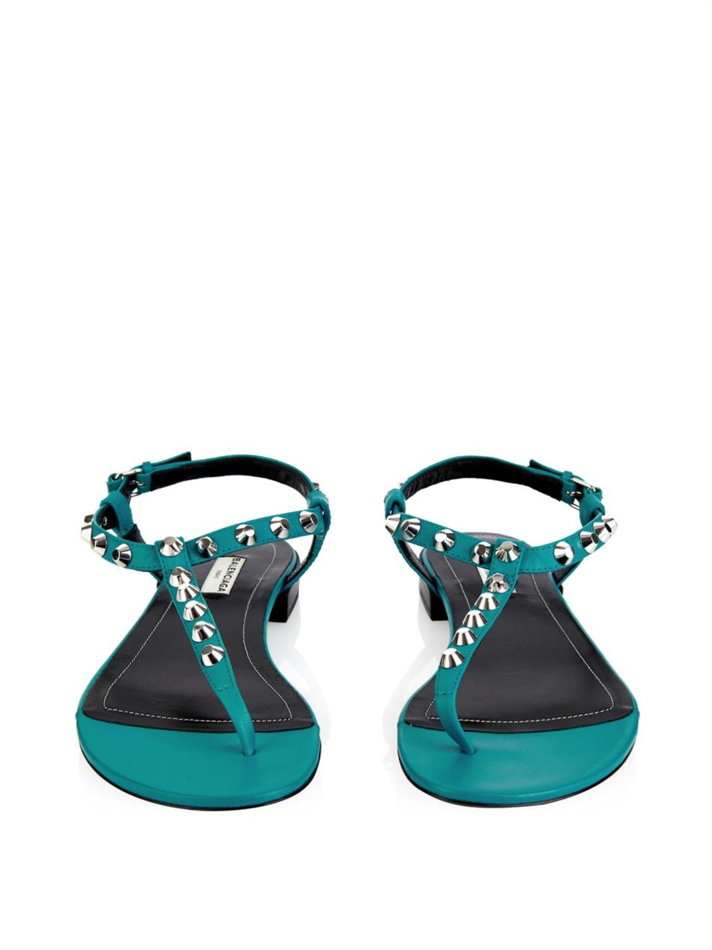 Lyst - Balenciaga Arena Studded Flat Sandals in Blue