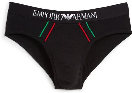 Emporio Armani Italian Flag Briefs in Black for Men | Lyst