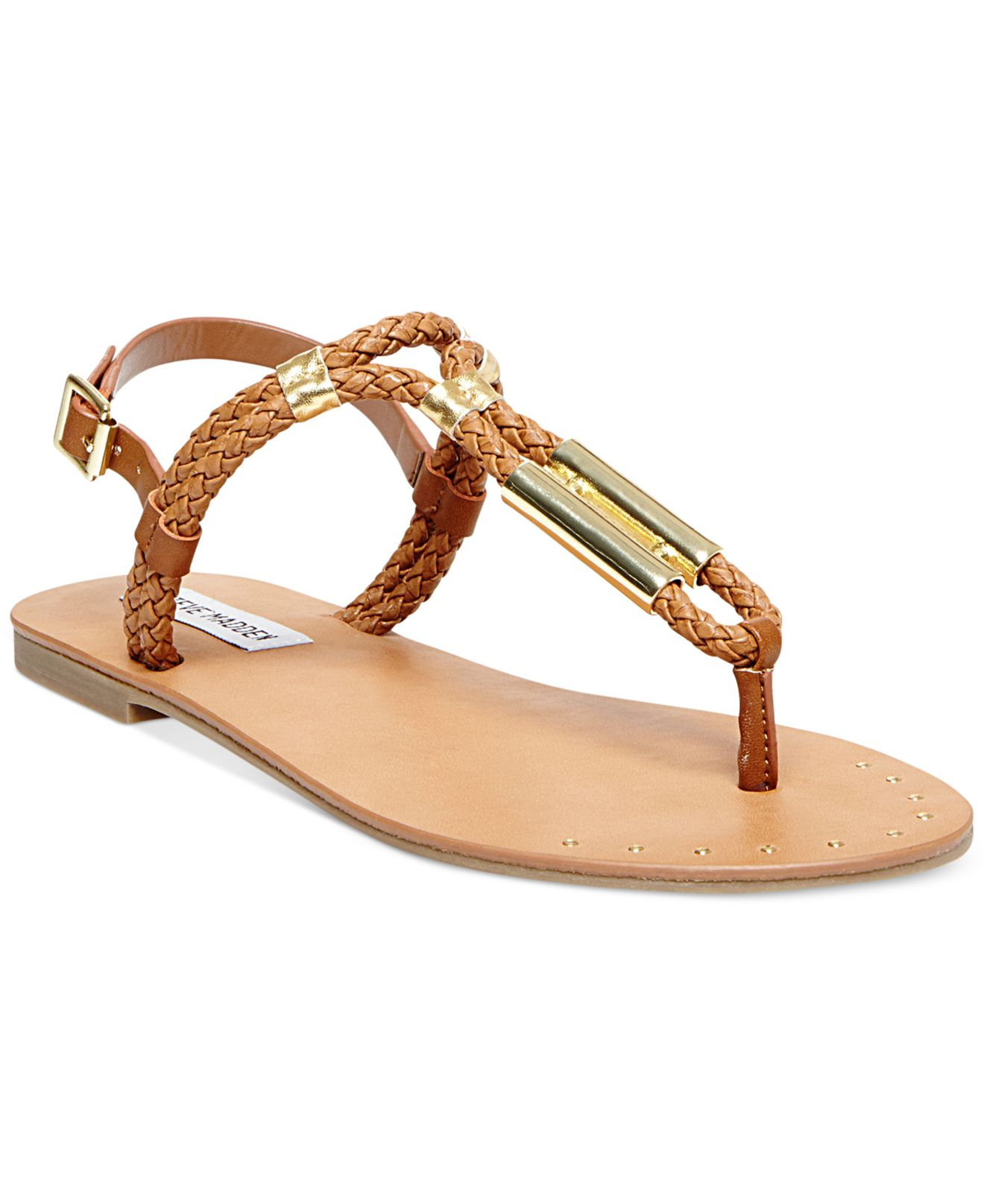 Lyst - Steve Madden Braidie Flat Thong Sandals in Brown