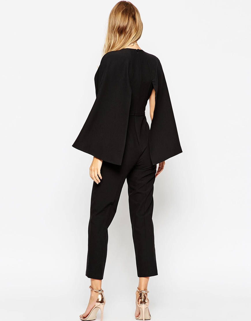 Lyst - Asos Jumpsuit With Cape Detail in Black