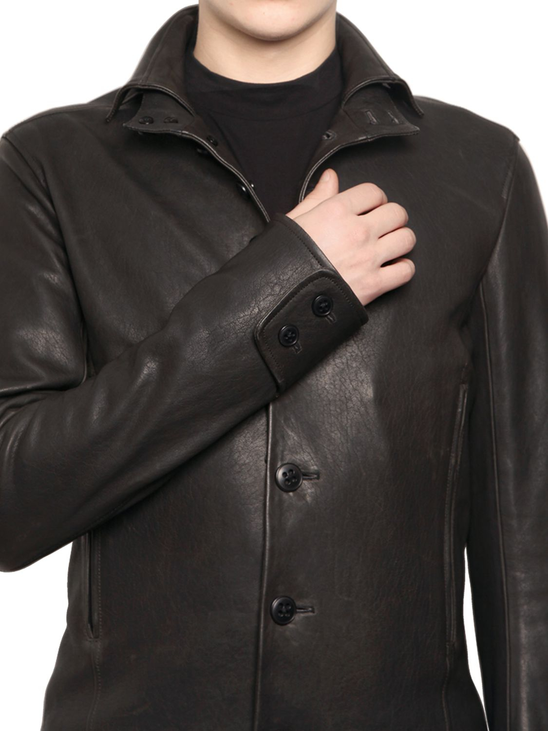 Ann Demeulemeester Heavy Leather Jacket In Black For Men Lyst Gallery