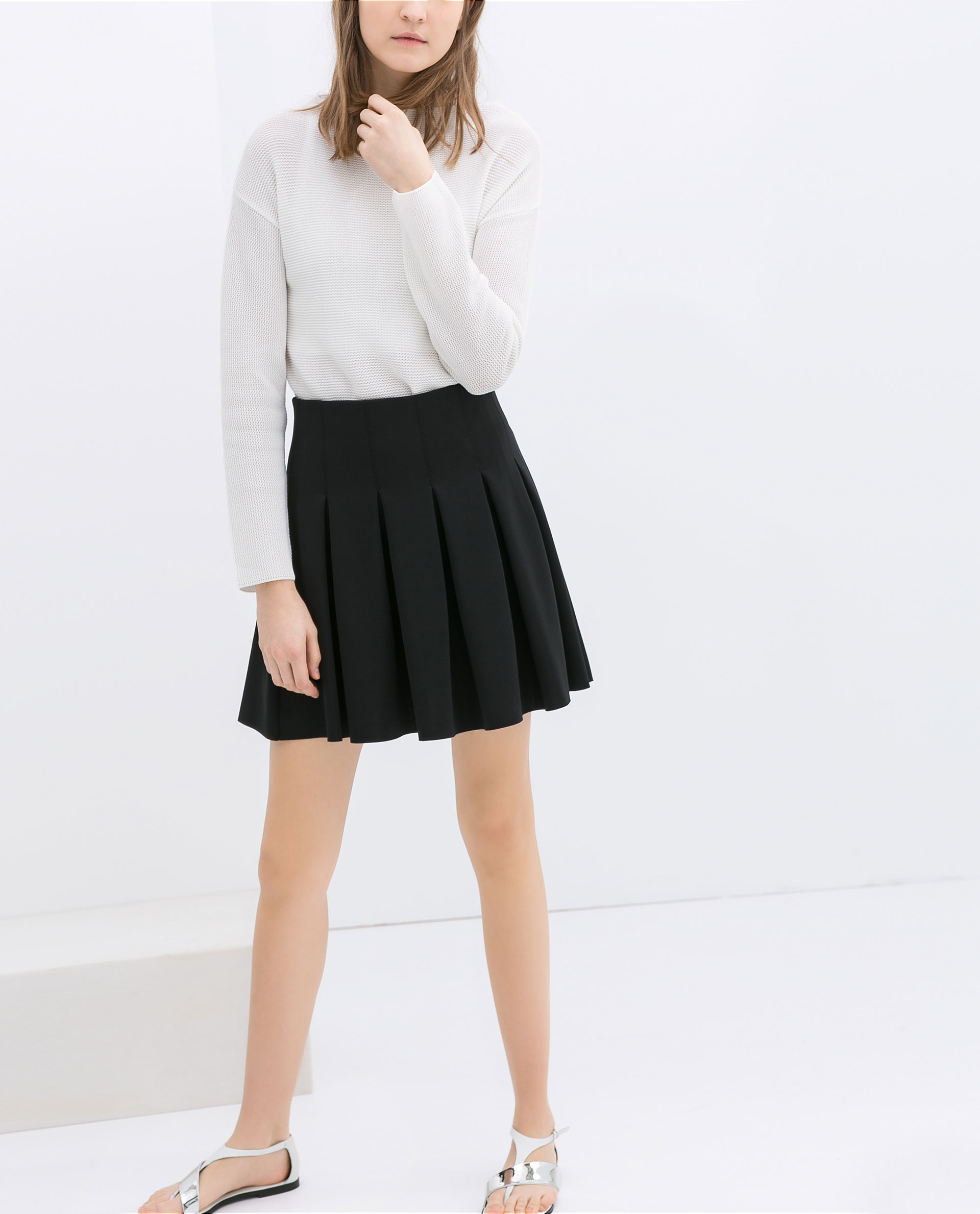 Zara Pleated Skirt in Black | Lyst