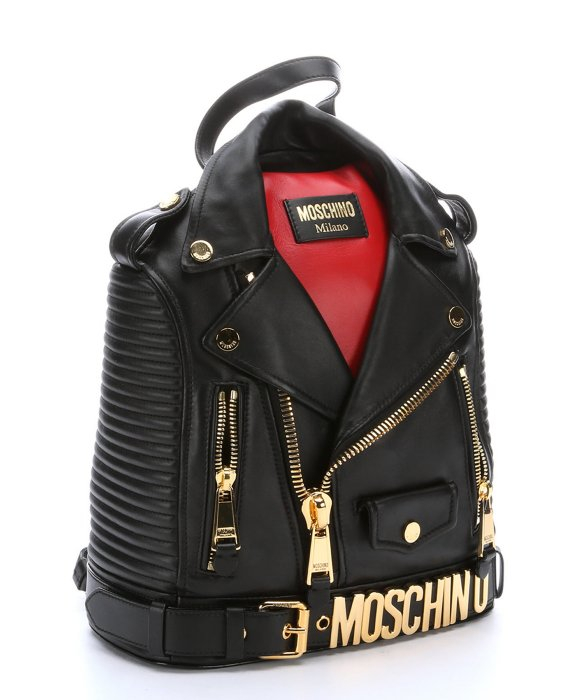Lyst - Moschino Black And Red Leather 'Biker Jacket' Backpack in Black