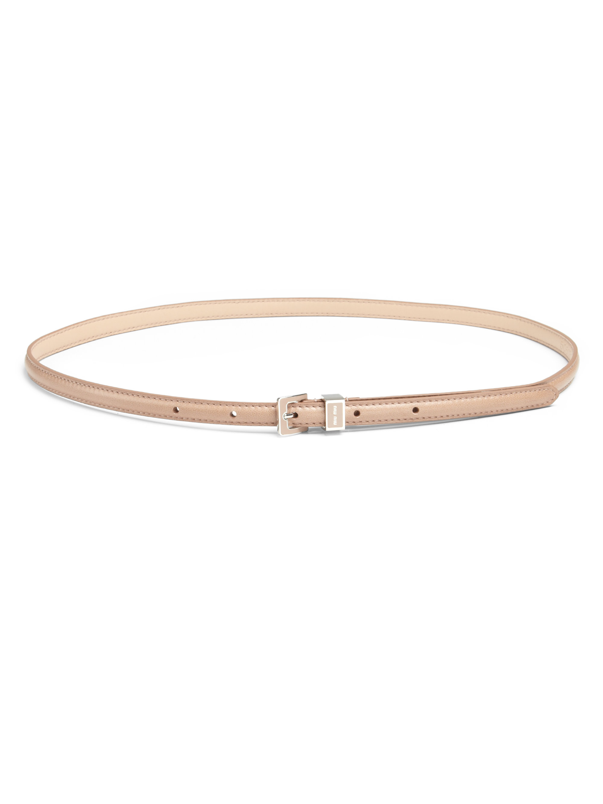 Miu Miu Skinny Belt in Camel (Pink) - Lyst