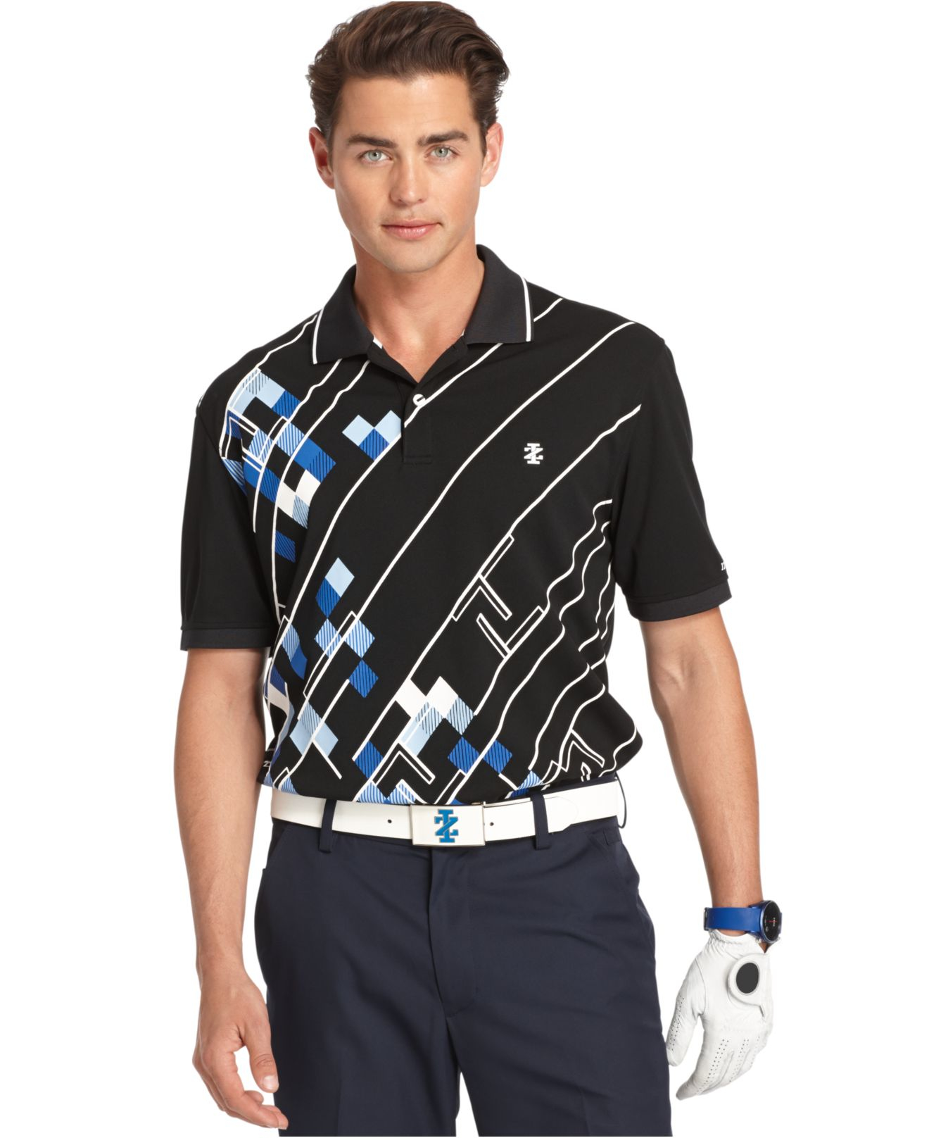 Izod Golf Printed Argyle Pique Polo in Black for Men Lyst
