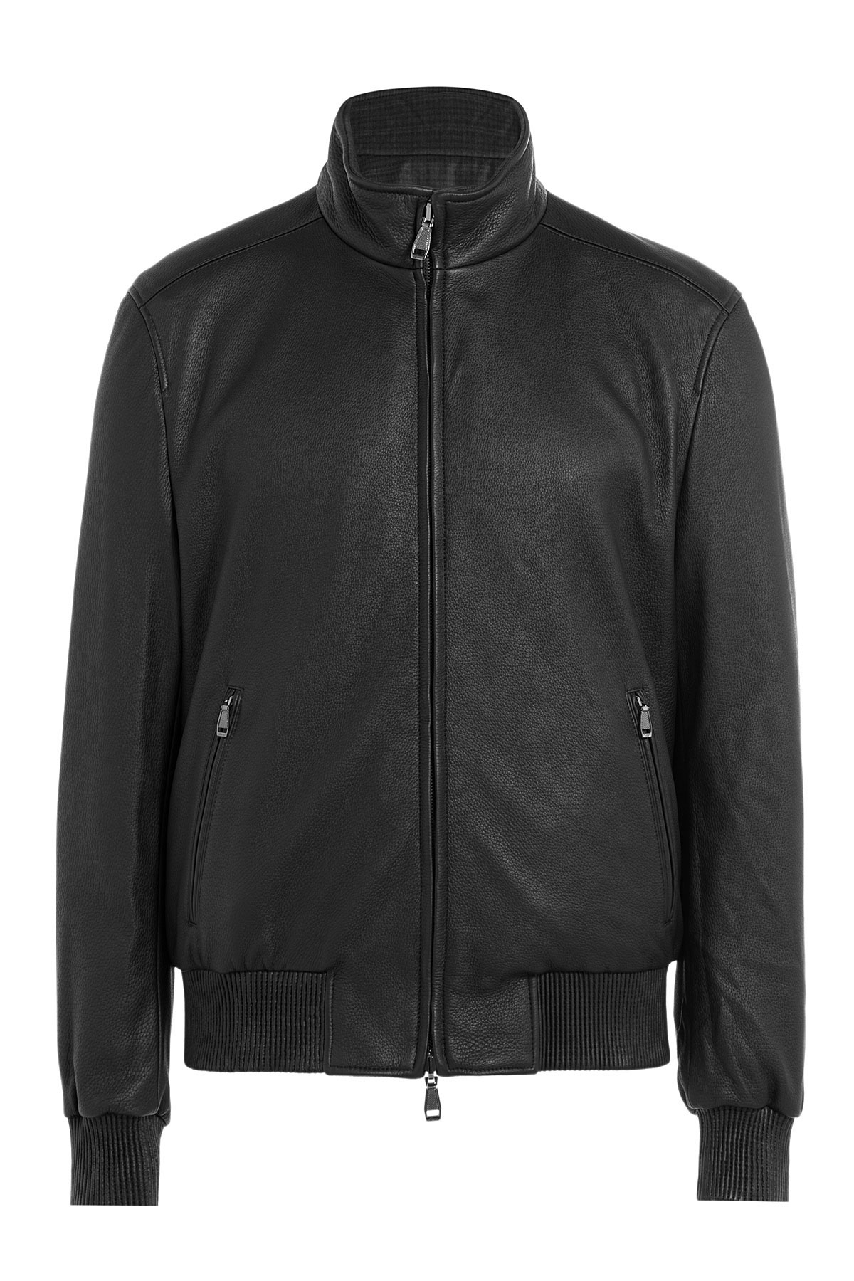 Brioni Leather Jacket Black In Gray For Men Lyst Gallery