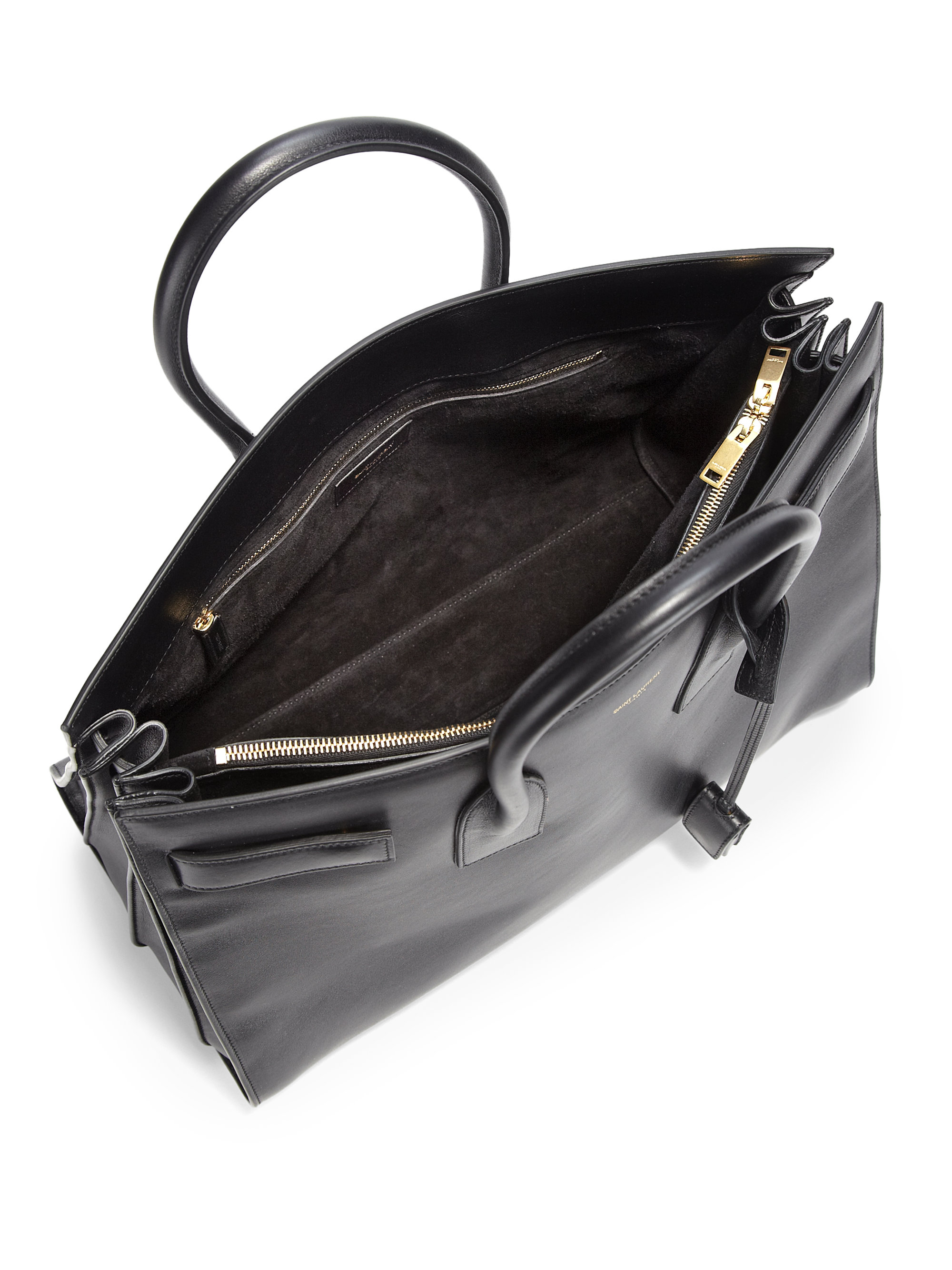yves saint laurent chyc leather shoulder bag - sac de jour small bicolor satchel bag, white/black