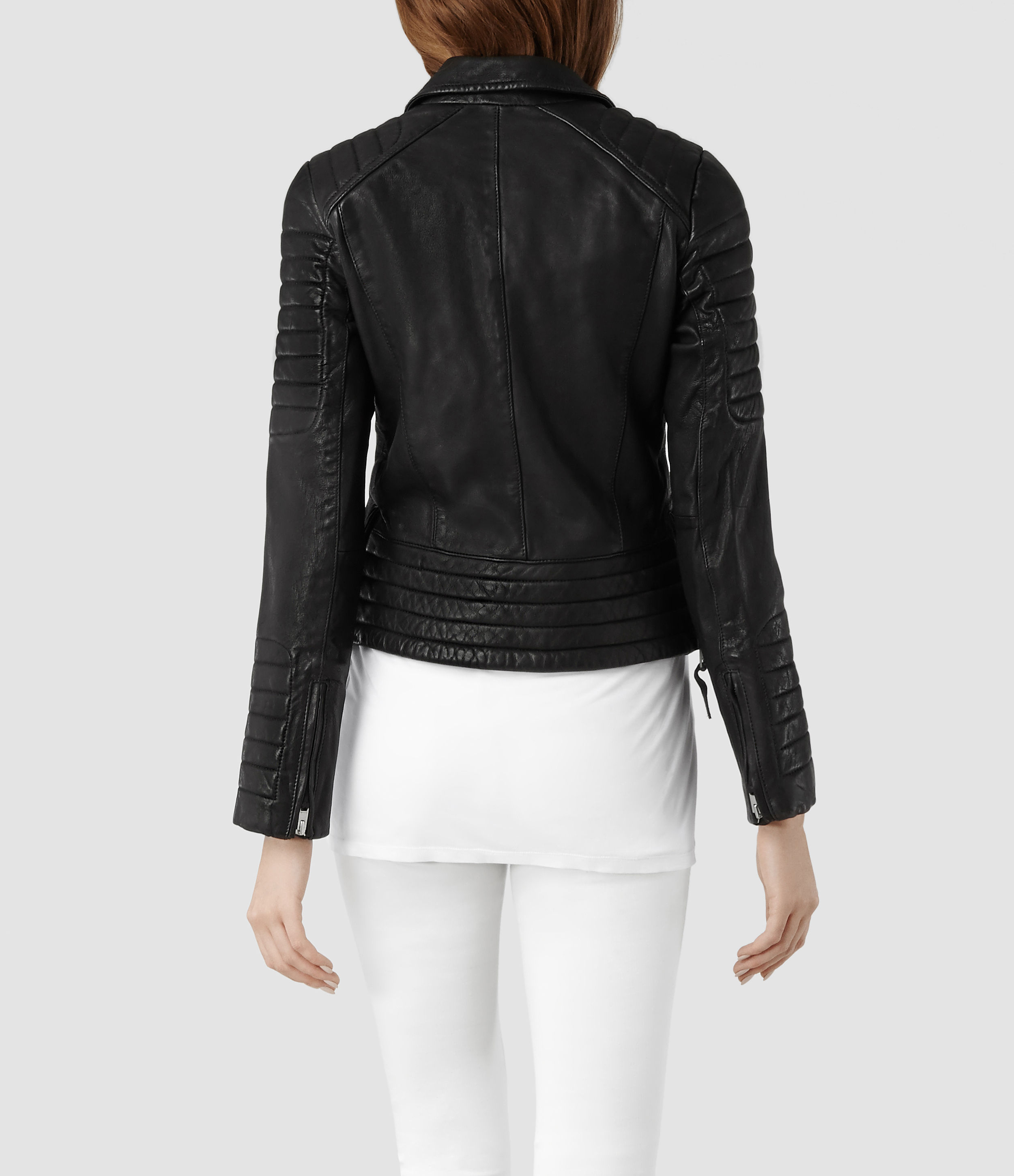 Allsaints Pitch Leather Biker Jacket In Black Lyst Gallery