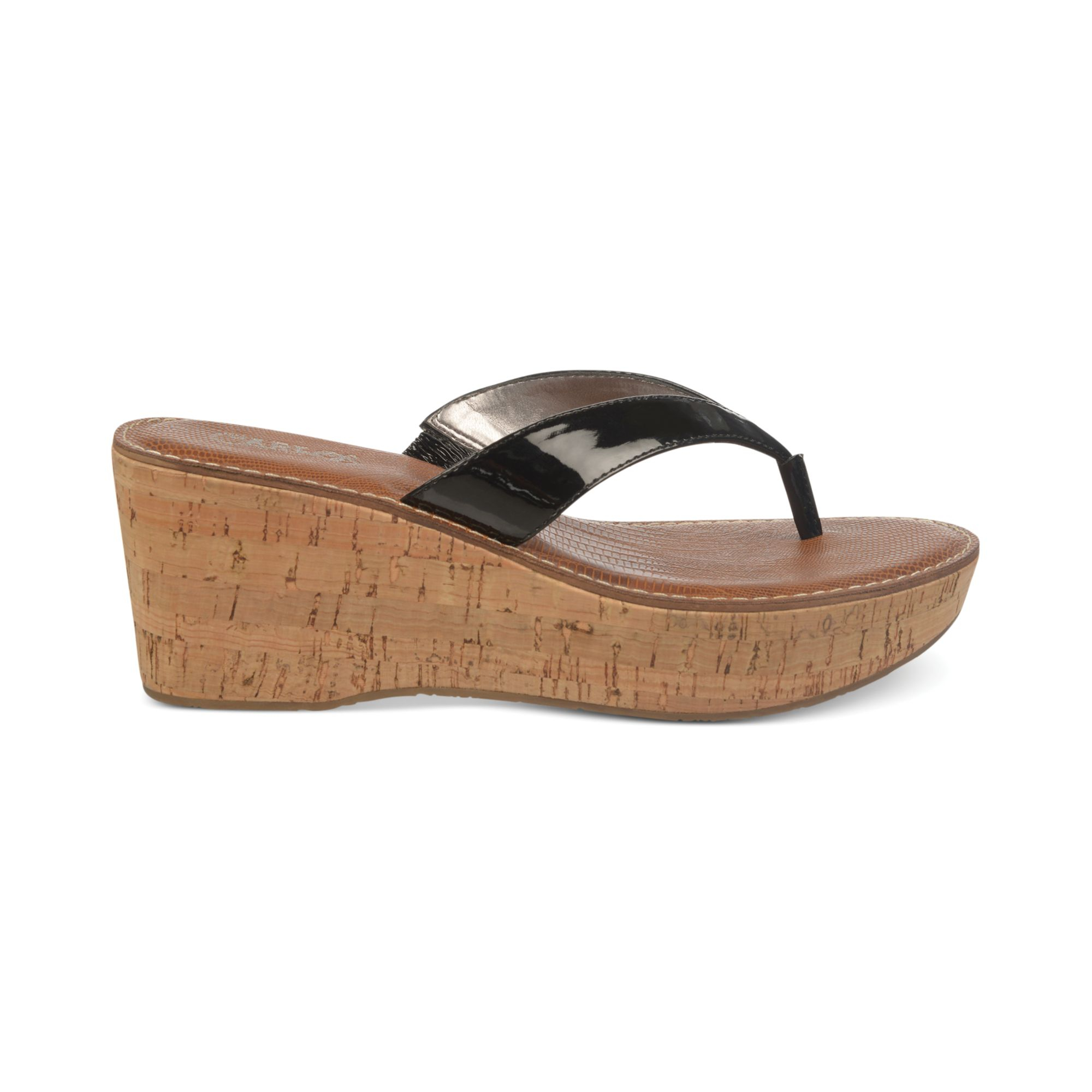 Carlos by carlos santana Jubilee Platform Wedge Thong Sandals in Black ...