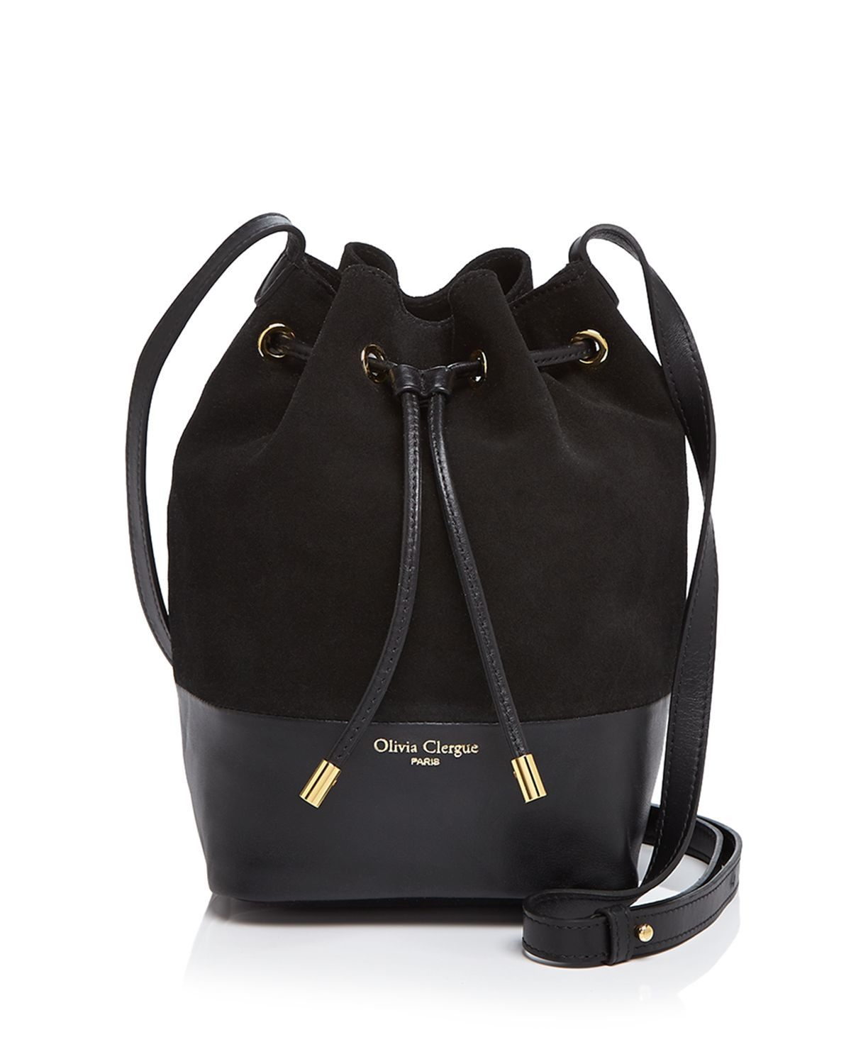 Lyst - Olivia Clergue Adriana Suede Medium Bucket Bag in Black