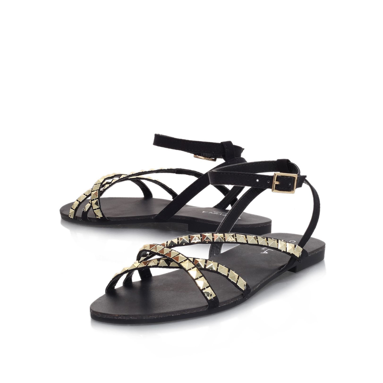 Carvela Kurt Geiger Bella Flat Embellished Sandals in Black | Lyst
