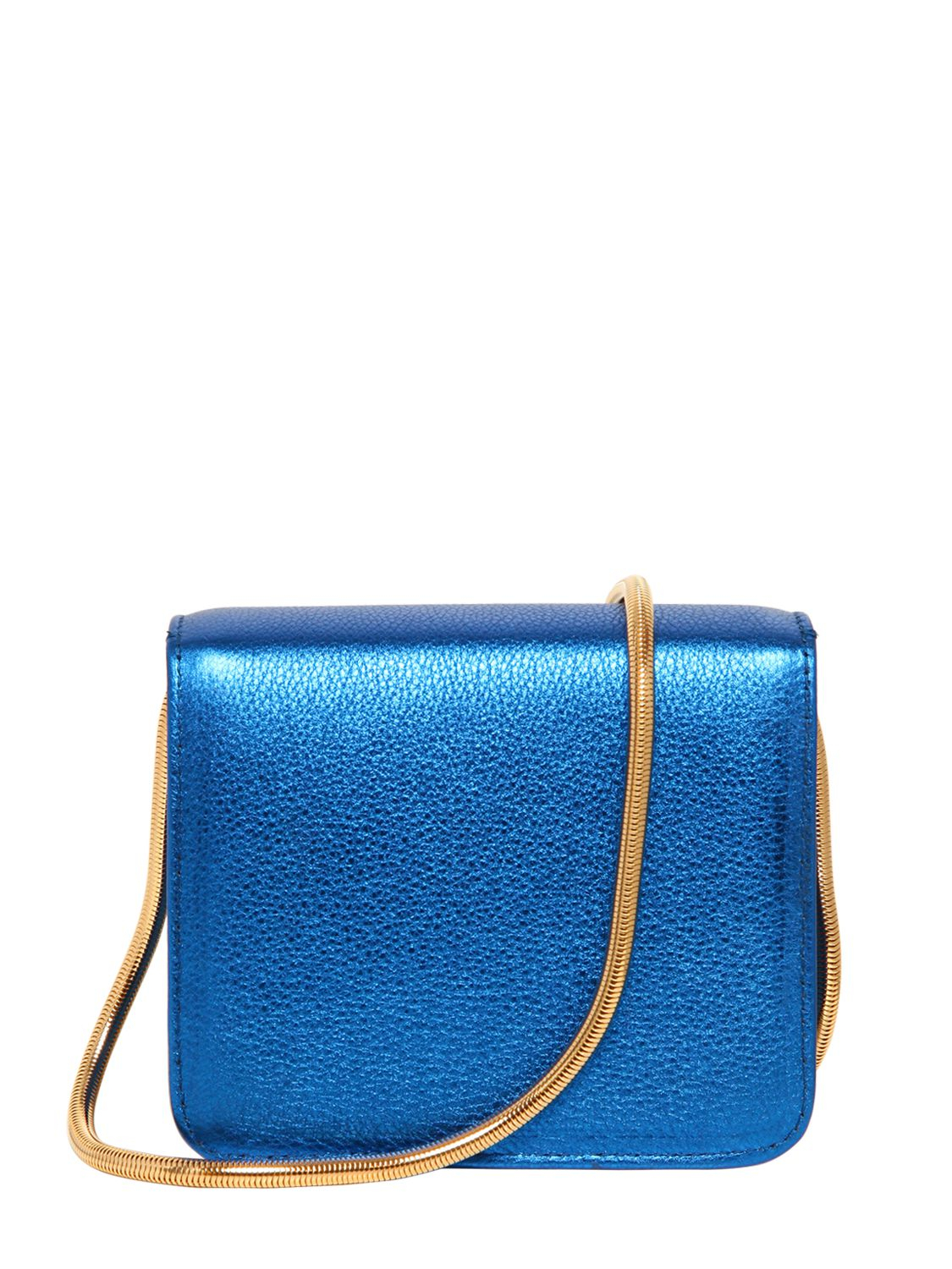 Lyst - Giuseppe Zanotti Grained Metallic Leather Shoulder Bag in Blue