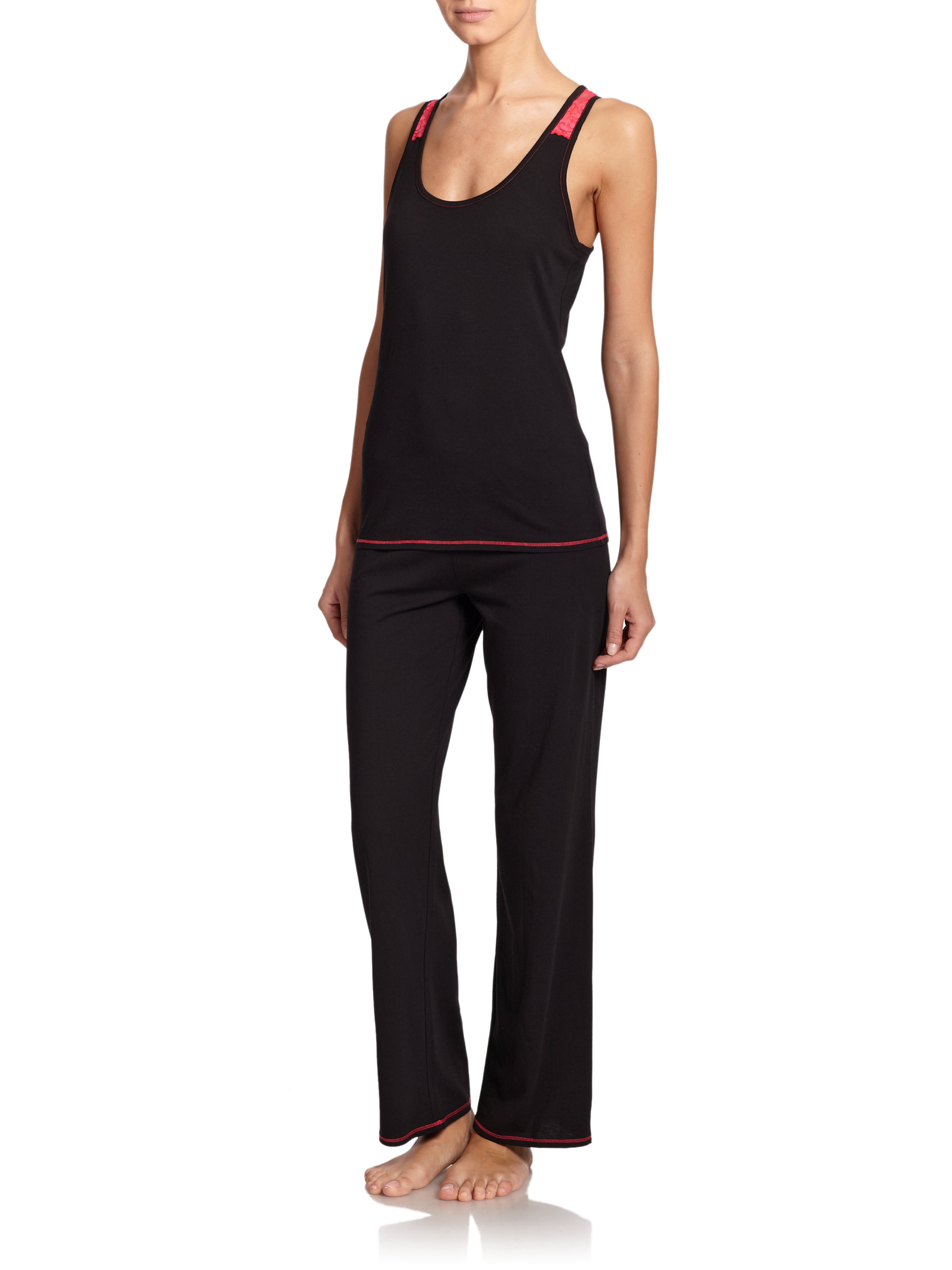 Josie natori Josie Spicy Essentials Pajamas in Black (BLACK PINK) Lyst