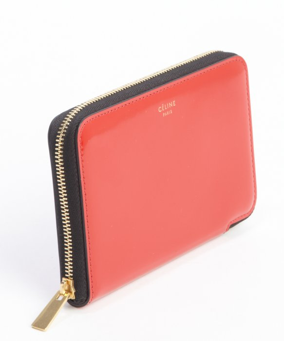 Cline Bright Red Smooth Leather Small Zip Around Wallet in Red | Lyst