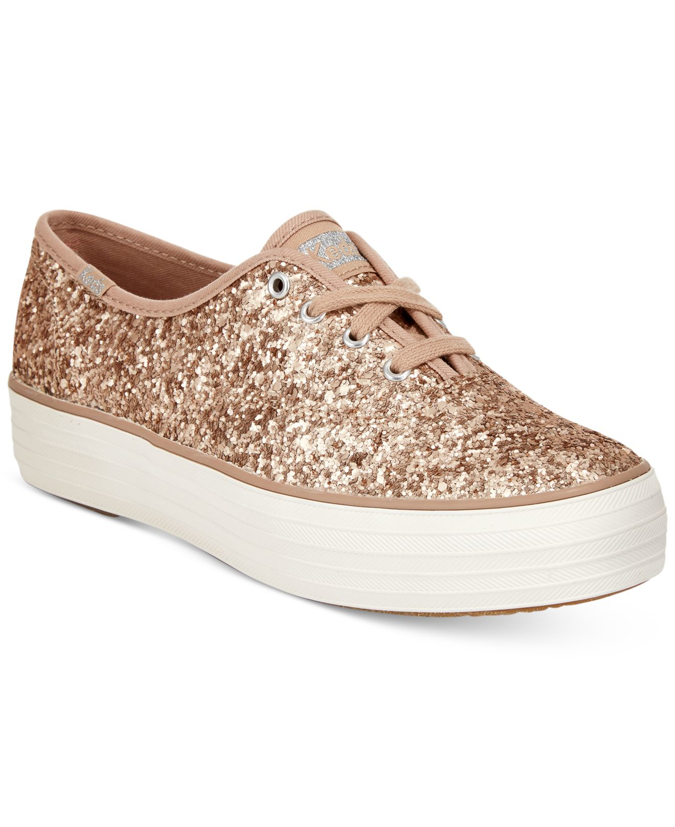 Lyst Keds Women's Triple Glitter Laceup Flatform Sneakers in Metallic