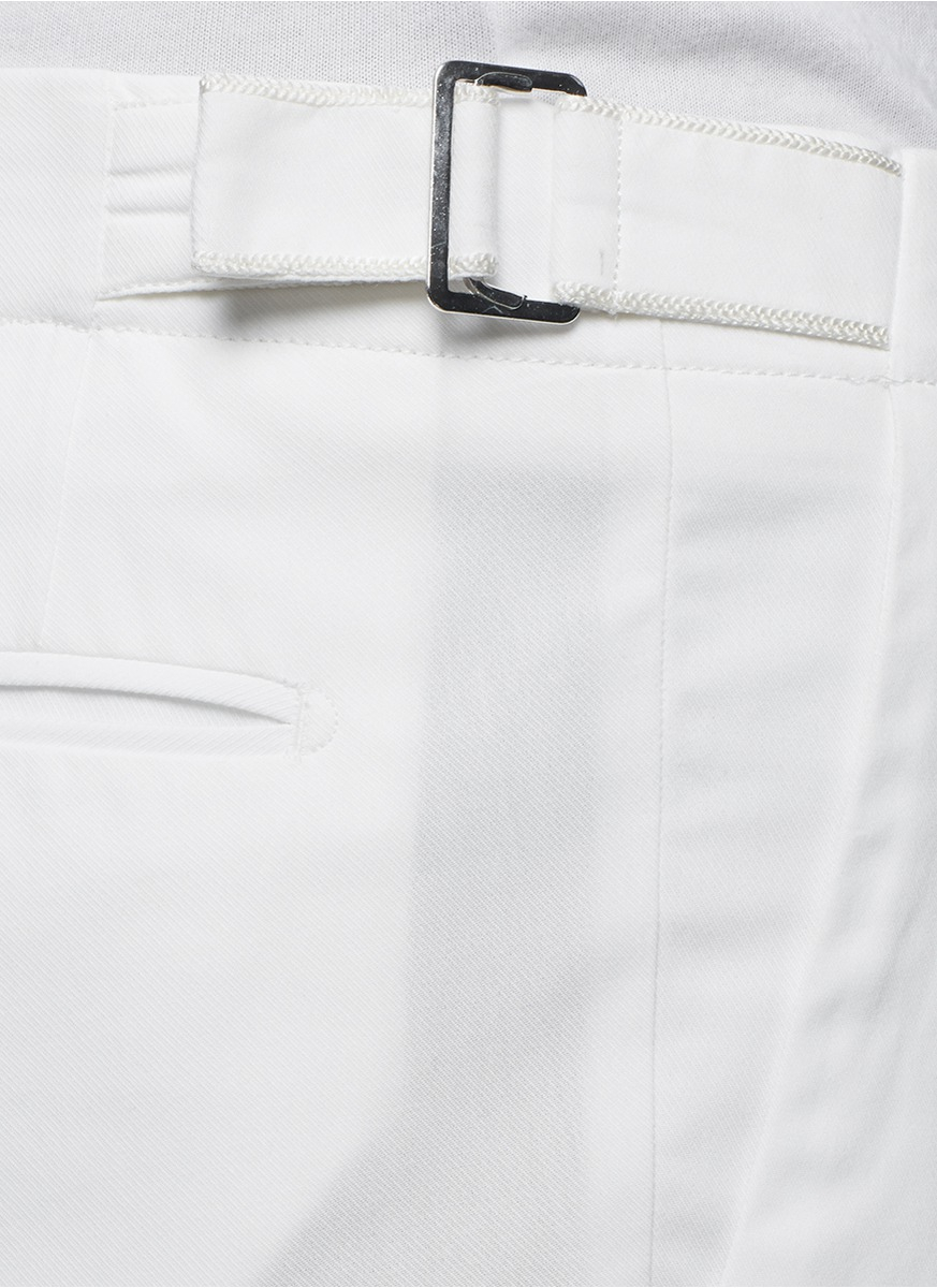 Façonnable Side Adjuster Cotton Twill Pants in White for Men | Lyst