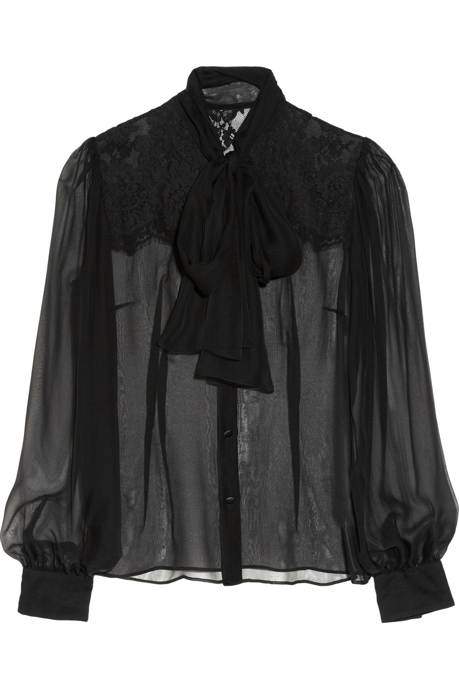 Lyst - Dolce & Gabbana Silk-blend Chiffon Pussy-bow Blouse in Black