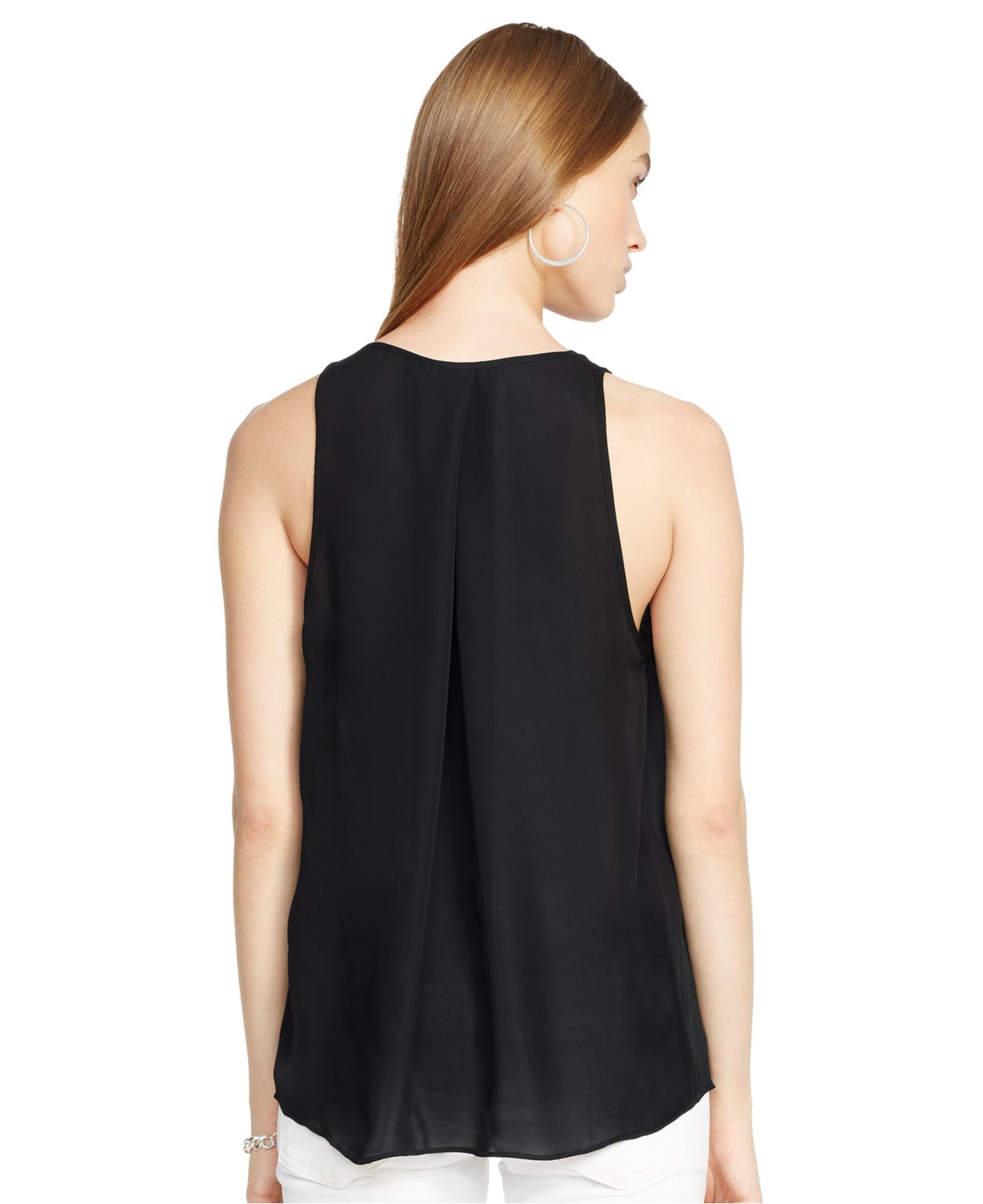 Lyst Polo Ralph Lauren VNeck Silk Tank Top in Black