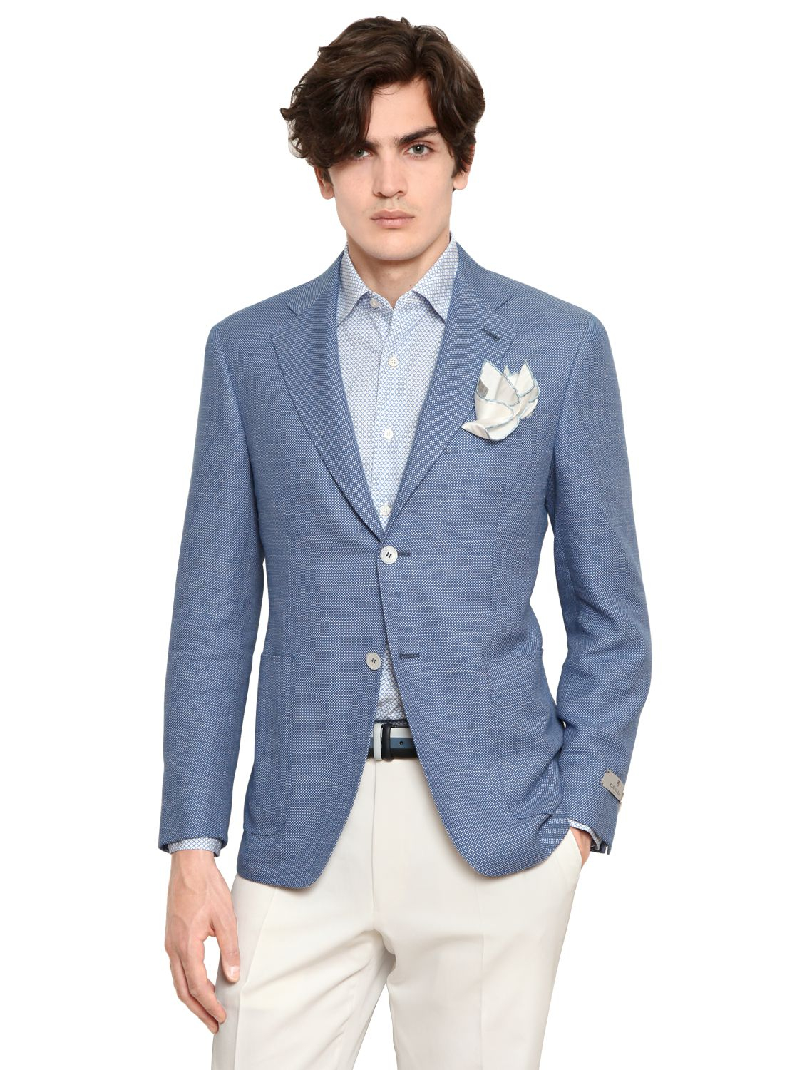 Lyst - Canali Cotton Blend Birdseye Kei Jacket in Blue for Men
